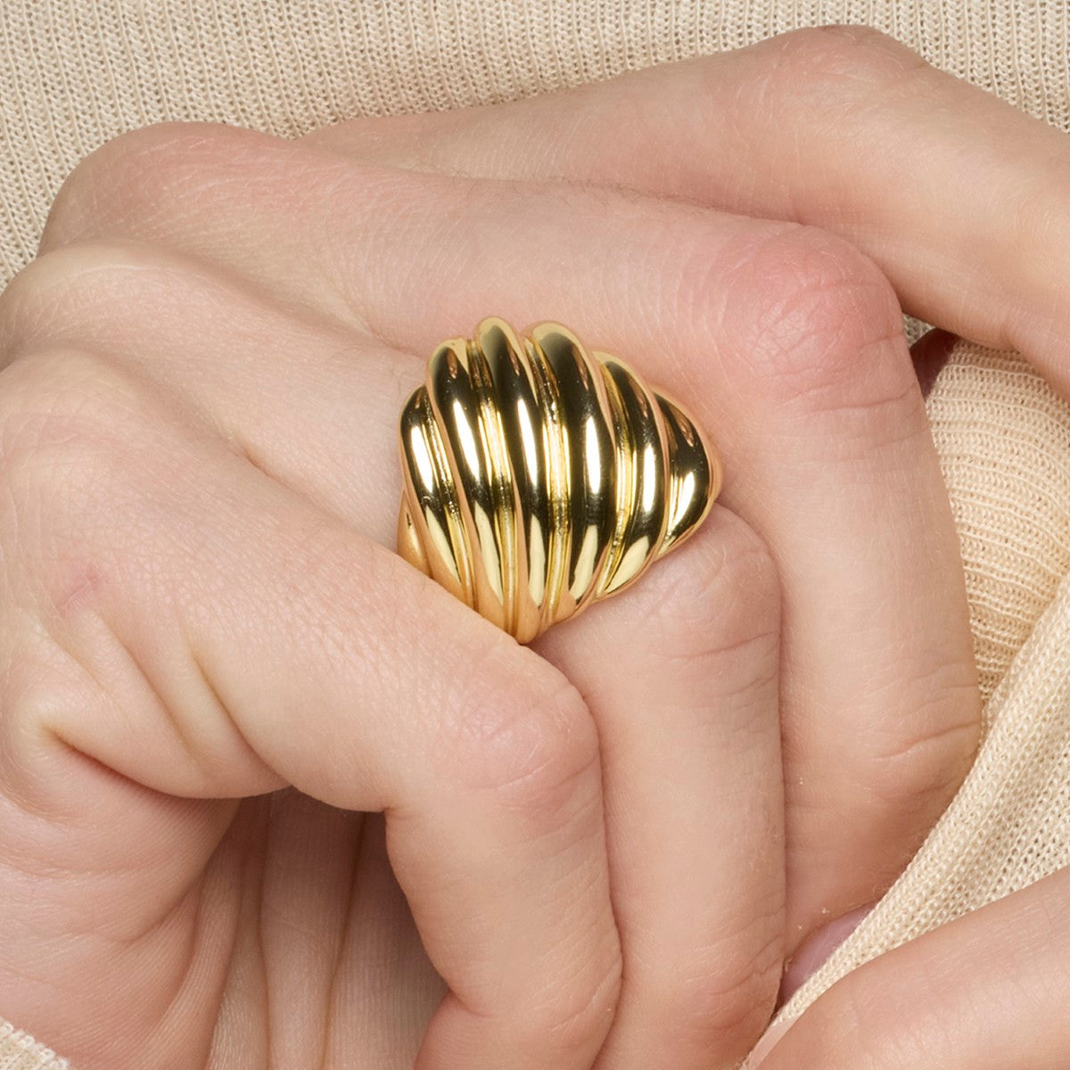 925er Silberring mit 18k Gelbgold-Finish - Goazar