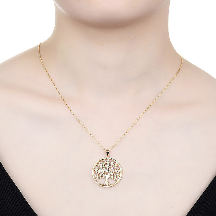 Collar de Plata de Ley 925 con Circonita Multicolor acabado en oro amarillo 18K - Apriu