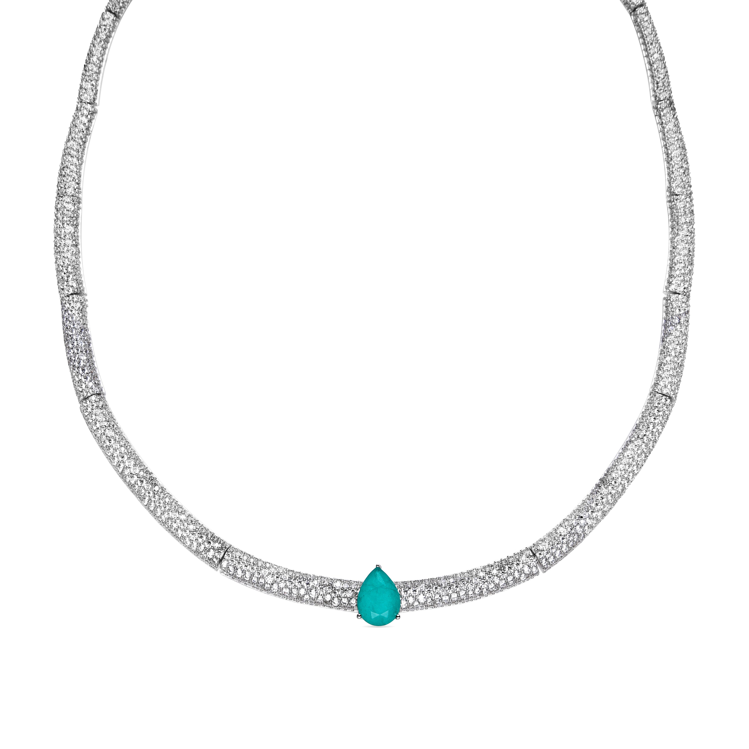 Collar de Plata de Ley 925 y Cuarzo Hidrotermal Verde Claro acabado en rodio - Kaigua