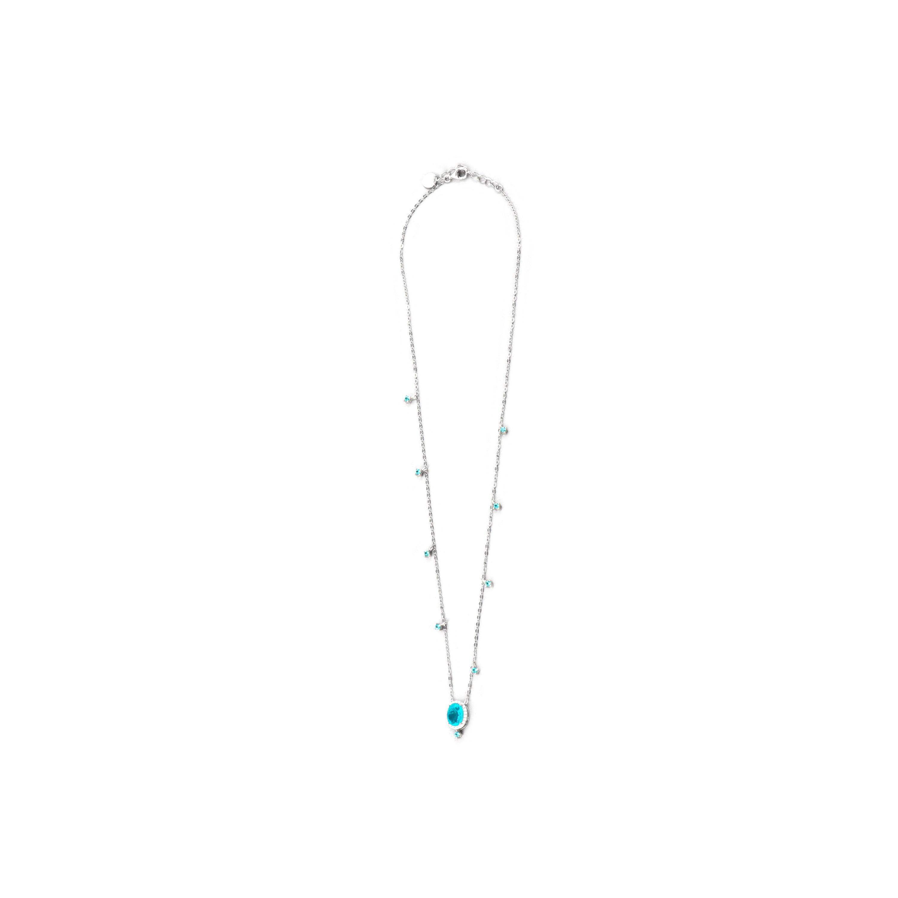 Collar de Plata de Ley 925 y Cuarzo Hidrotermal Verde Paraiba acabado rodio - Ikner