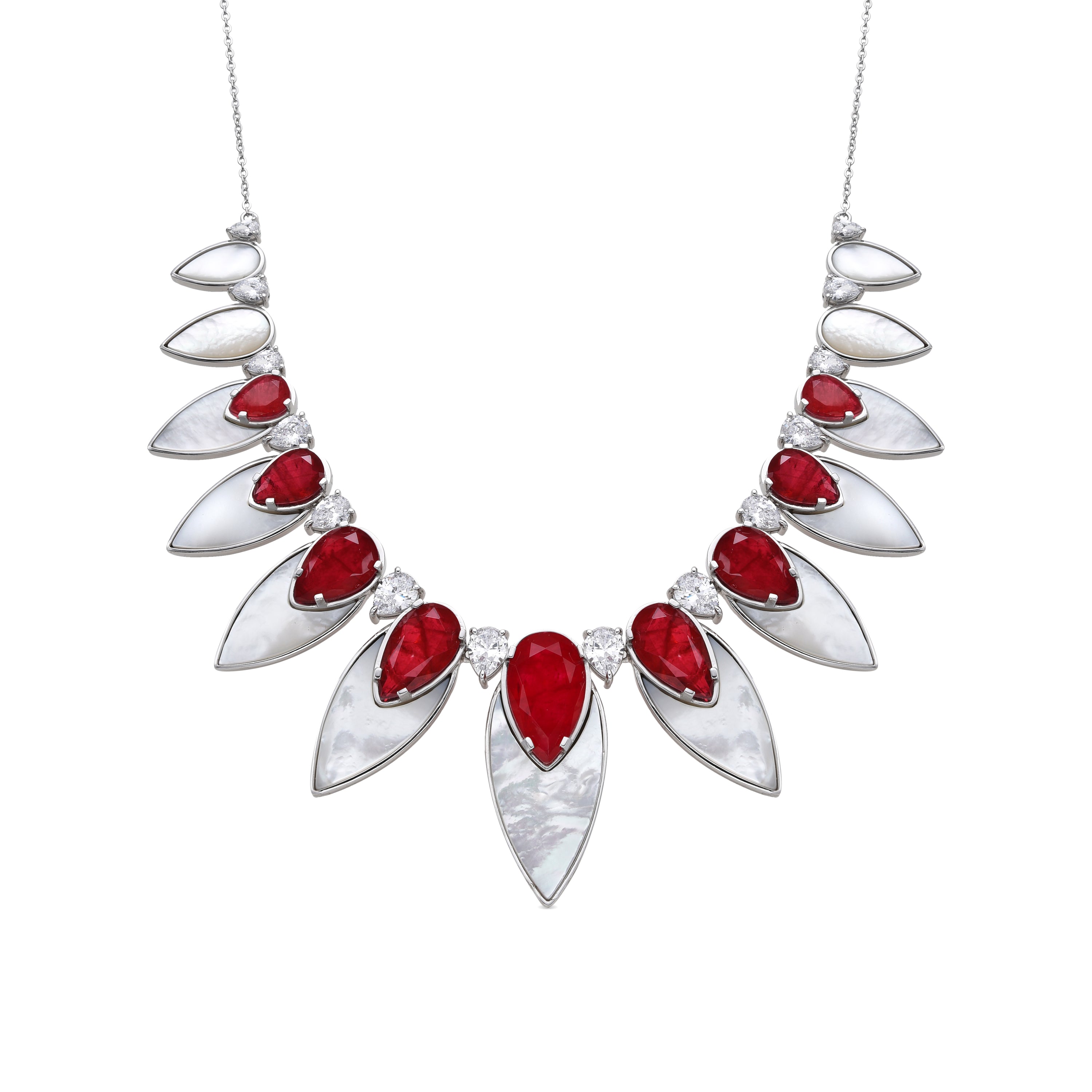 Collar de Plata de Ley 925 y Cuarzo Hidrotermal Cereza acabado rodio - Grywi