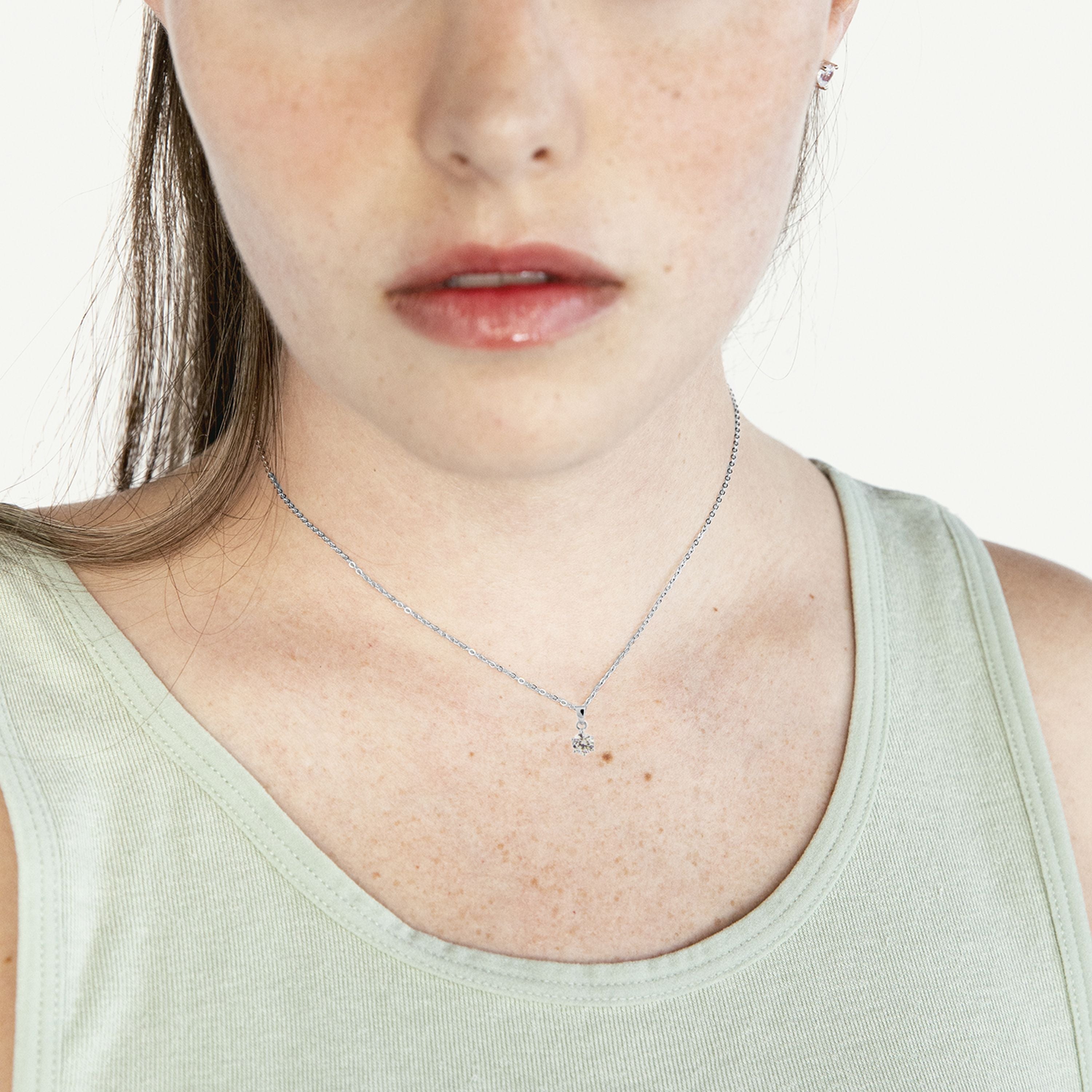 Collar de Plata de Ley 925 con Circonita Brillante acabado en rodio - Yedia