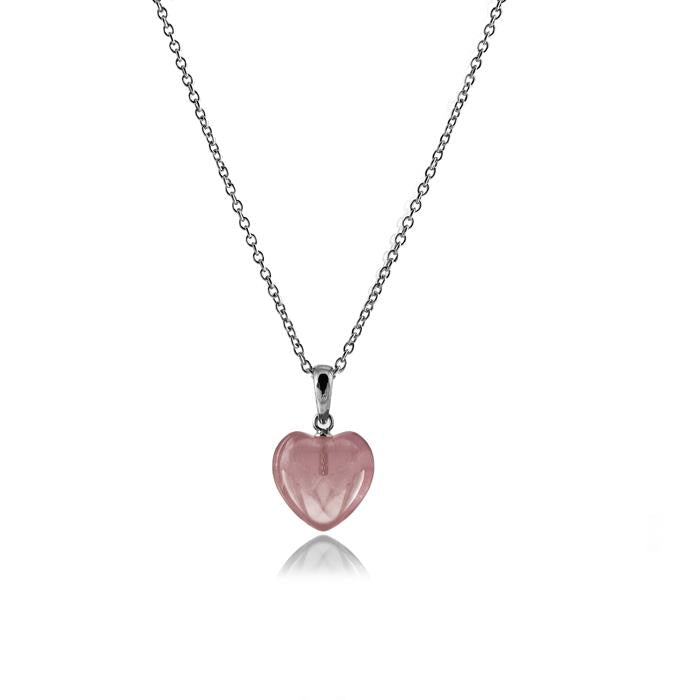 Collar de Plata de Ley 925 con Cuarzo Rosa acabado en rodio - Yedia