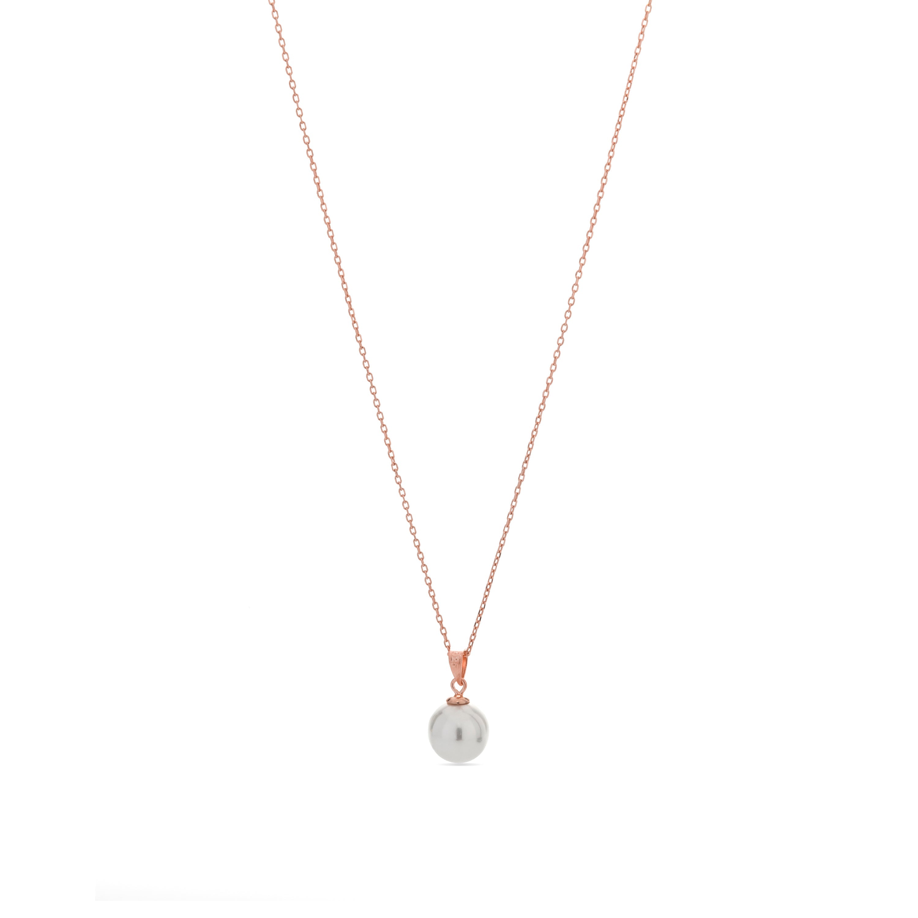 Collar de Plata de Ley 925 con Perla Blanca acabado en oro rosa 18K - Geel