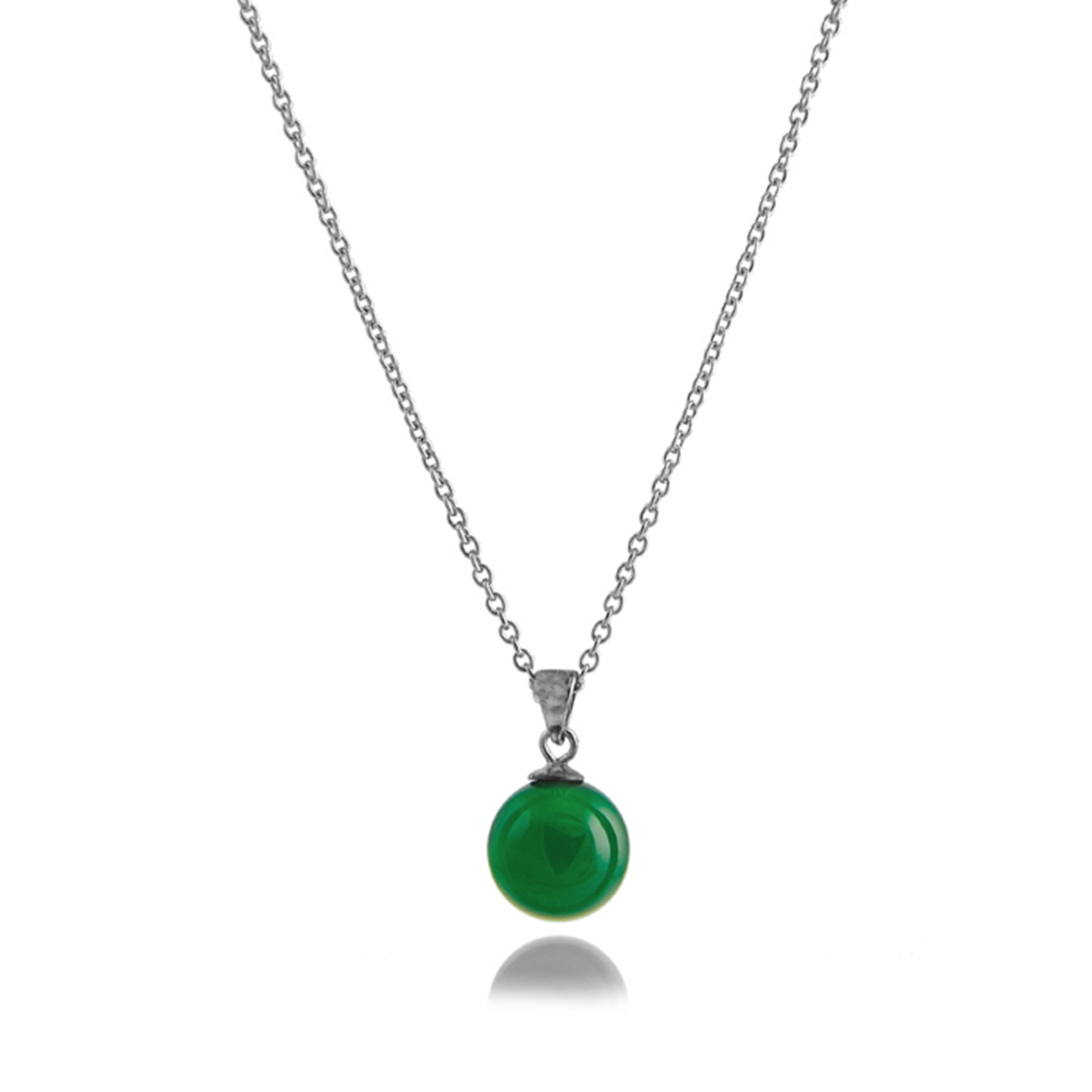 Collar de Plata de Ley 925 con Agata Verde Natural acabado en rodio - Geel