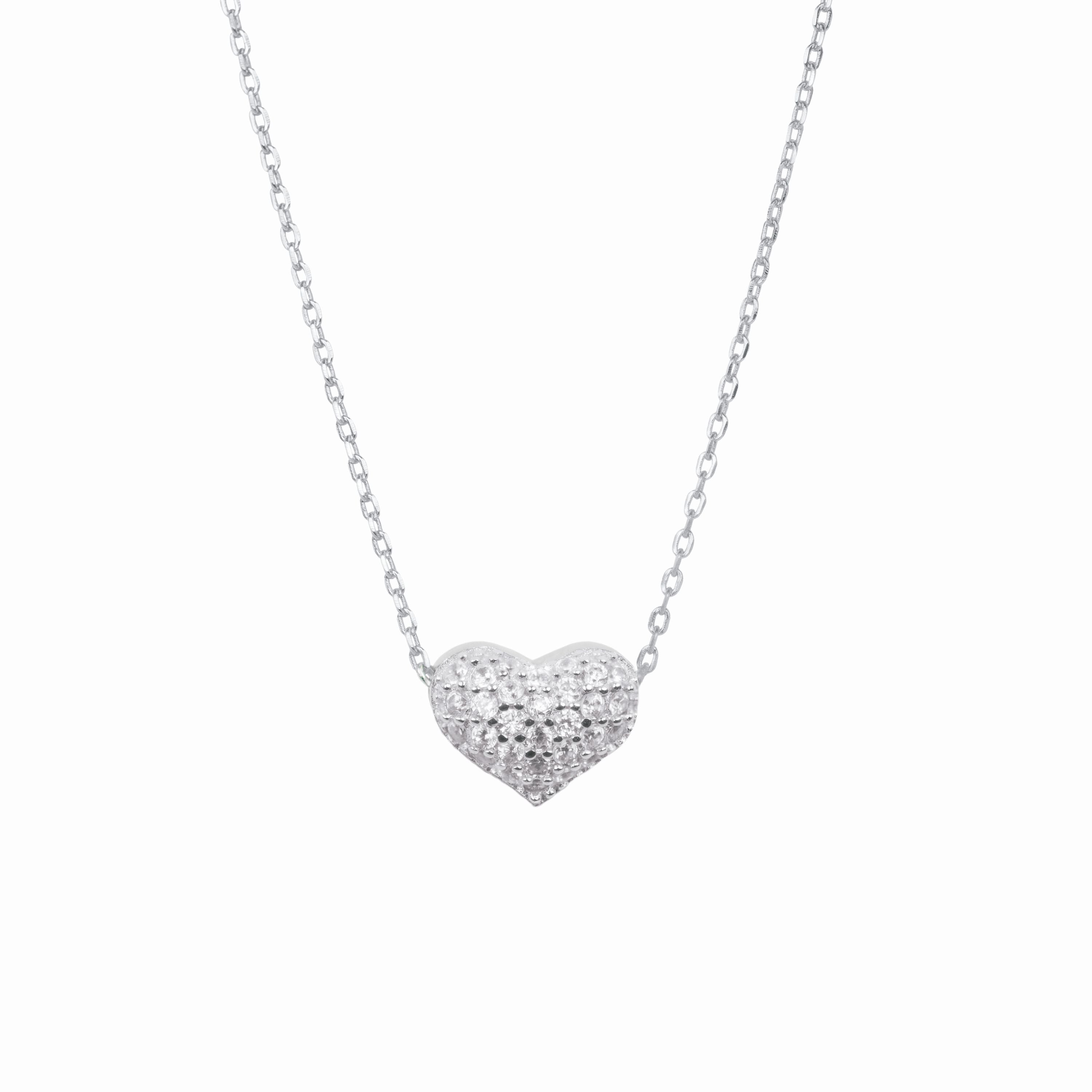 Collar de Plata de Ley 925 con Circonita Brillante acabado en rodio - Amor