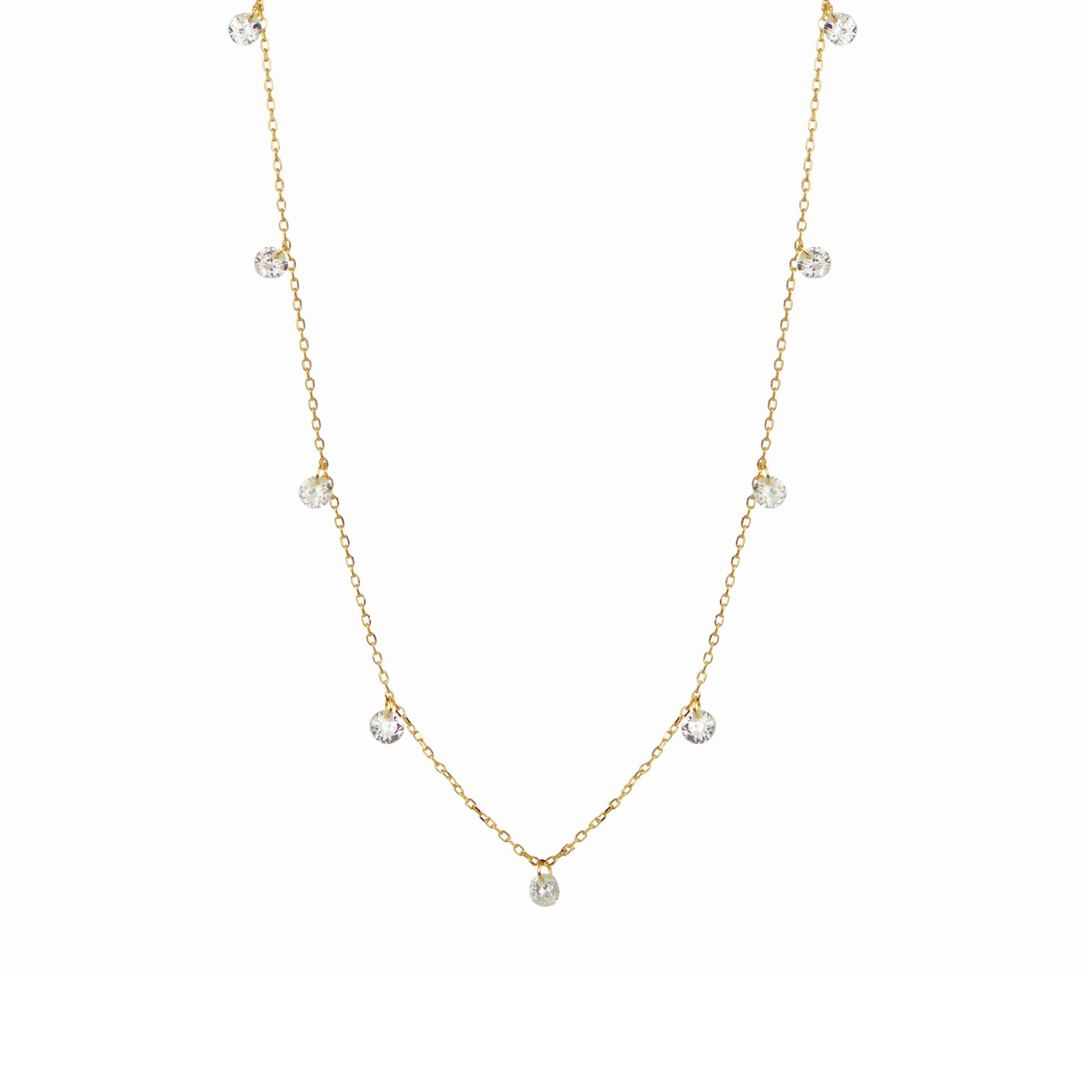 Collar de Plata de Ley 925 con Circonita Brillante acabado en oro amarillo 18K - Seduccion