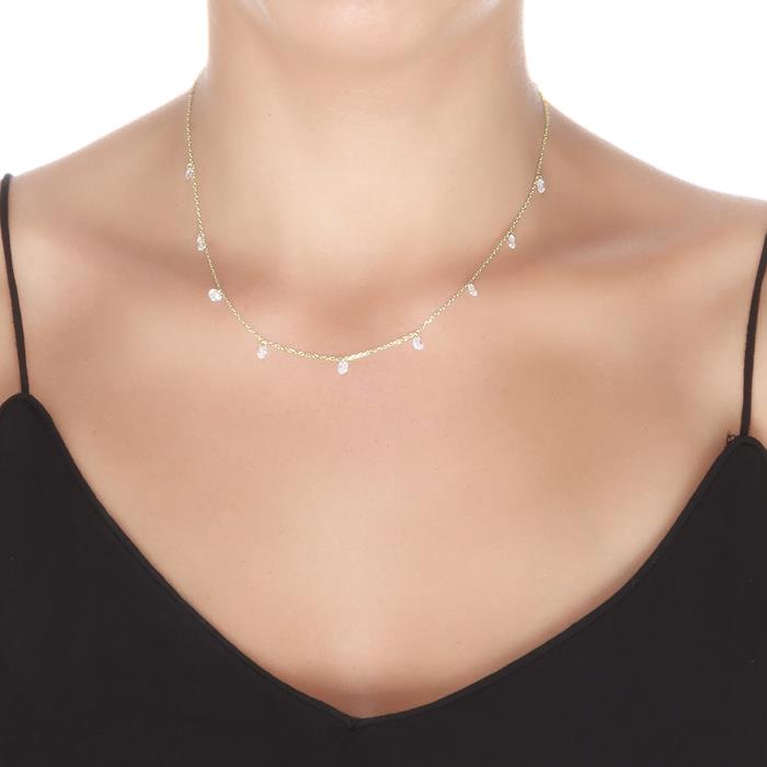 Collar de Plata de Ley 925 con Circonita Brillante acabado en oro amarillo 18K - Seduccion