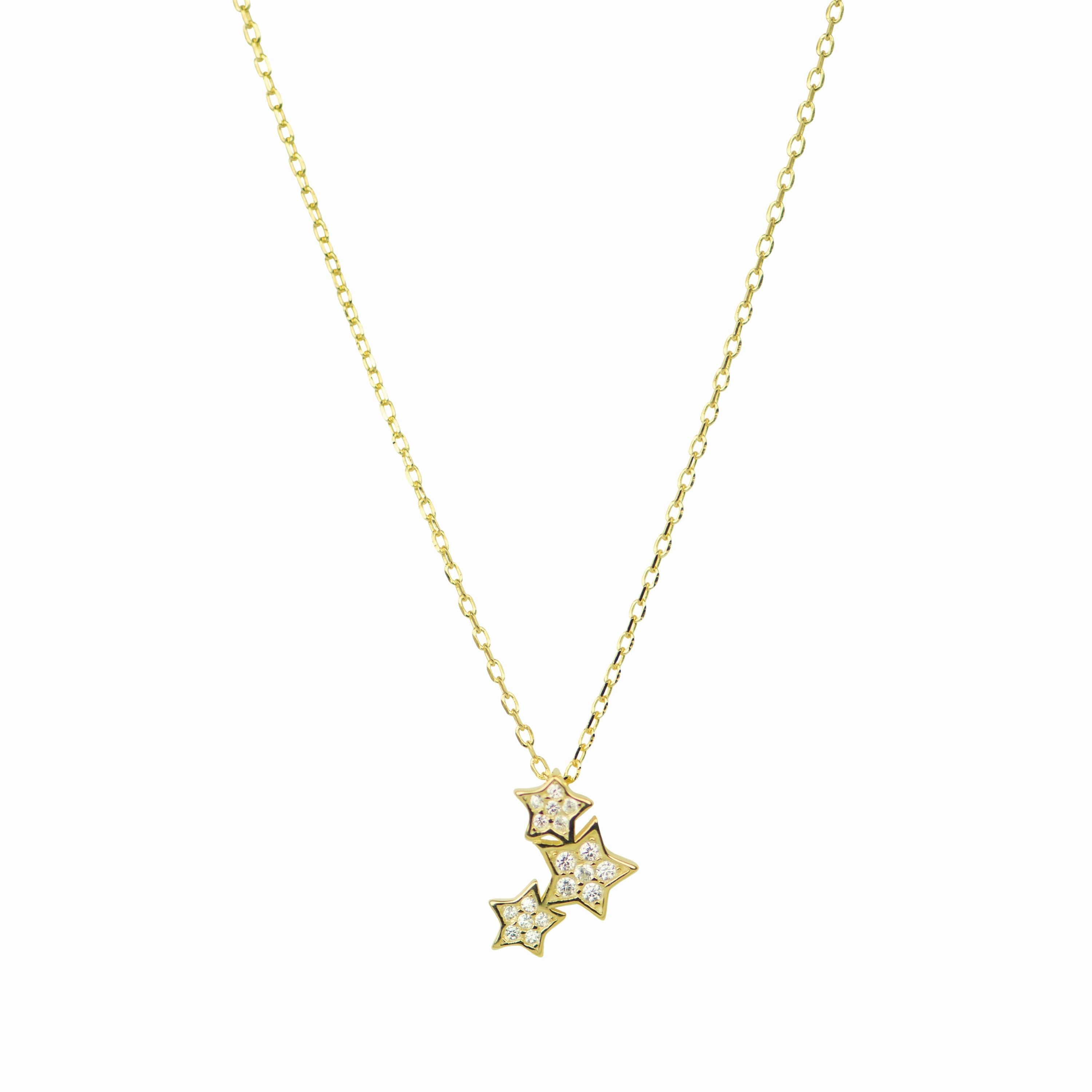 Collar de Plata de Ley 925 con Circonita Brillante acabado en oro amarillo 18K - Familia
