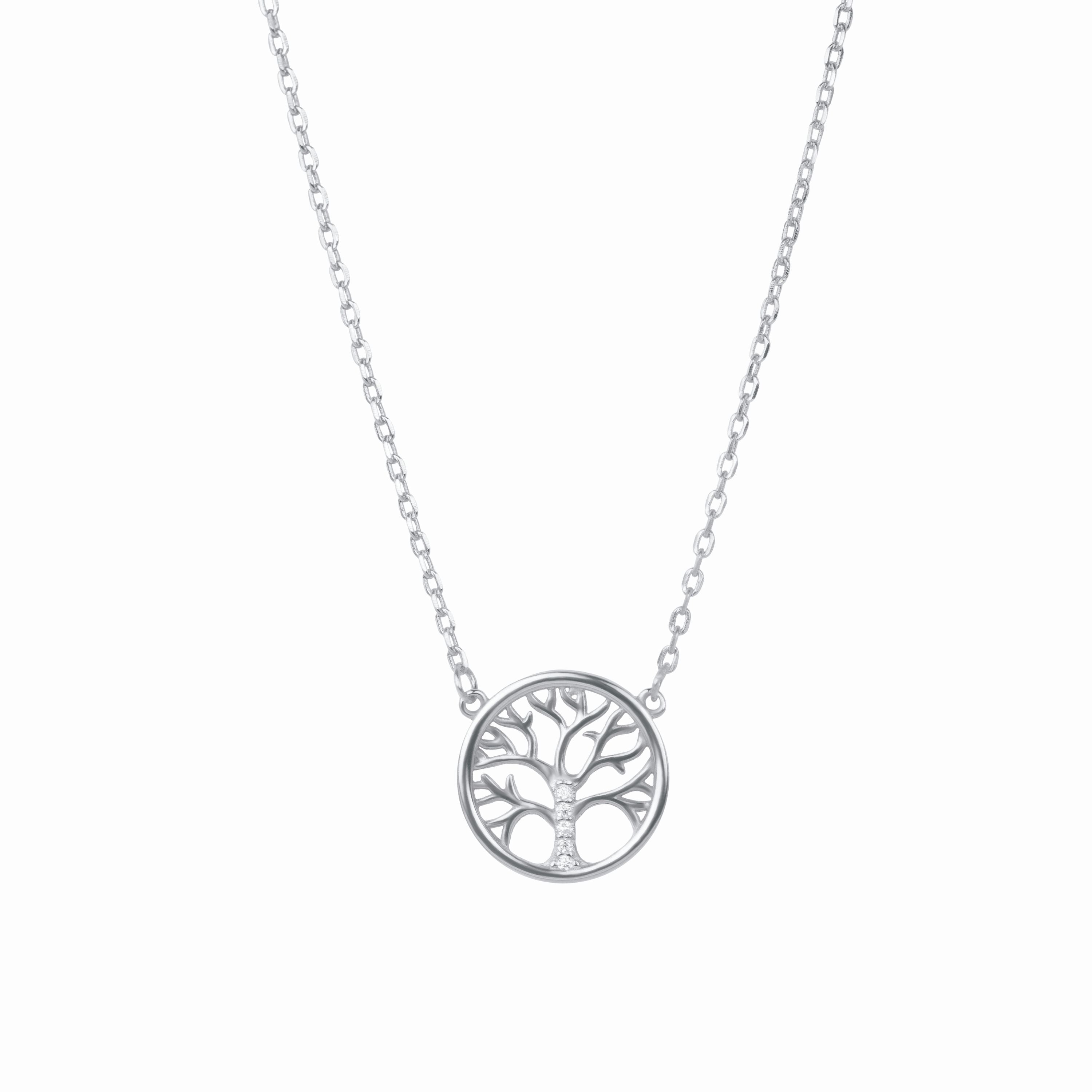 Collar de Plata de Ley 925 con Circonita Brillante acabado en rodio - Arbol Vida
