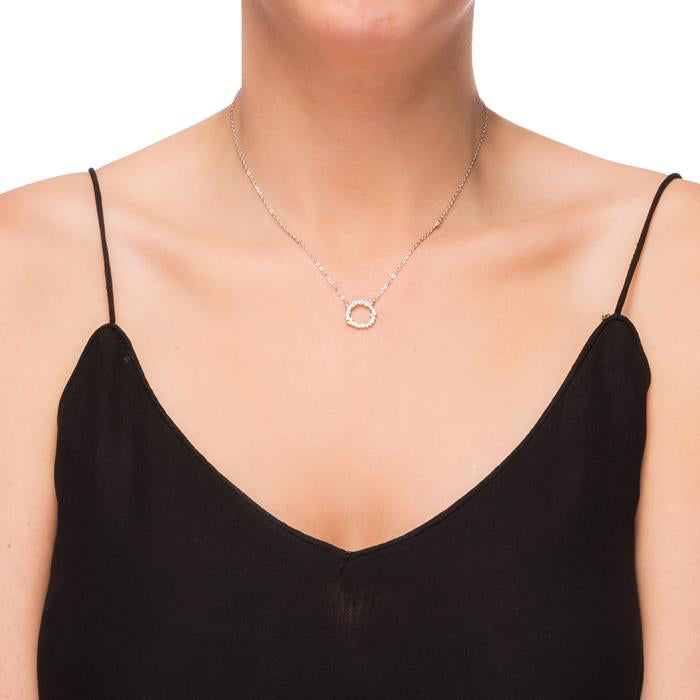 Collar de Plata de Ley 925 con Circonita Brillante acabado en rodio - Thilak