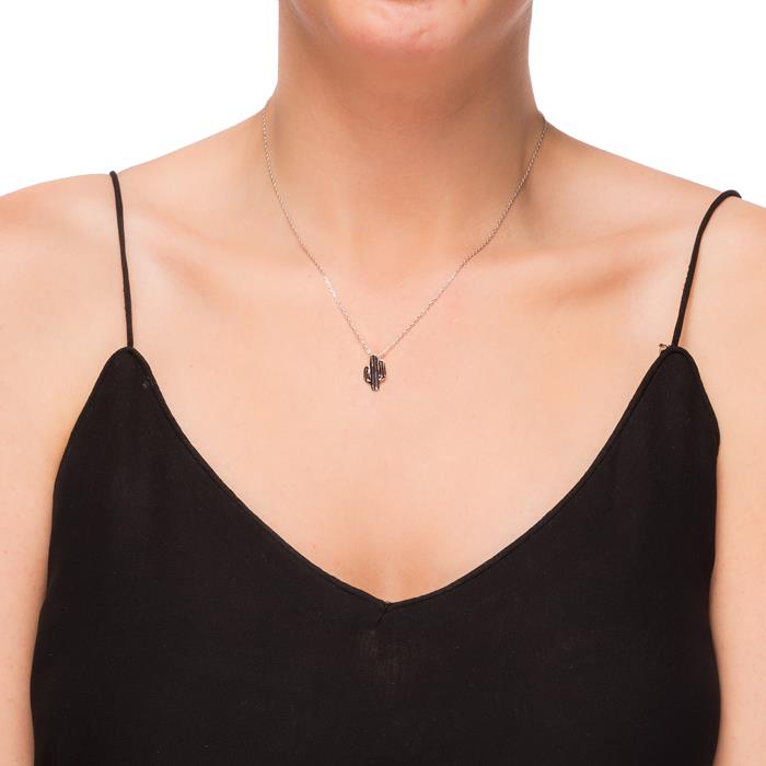Collar de Plata de Ley 925 acabado en rodio - Cactus