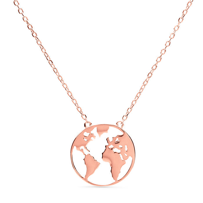 Collar de Plata de Ley 925 acabado en oro rosa 18K - Mundo