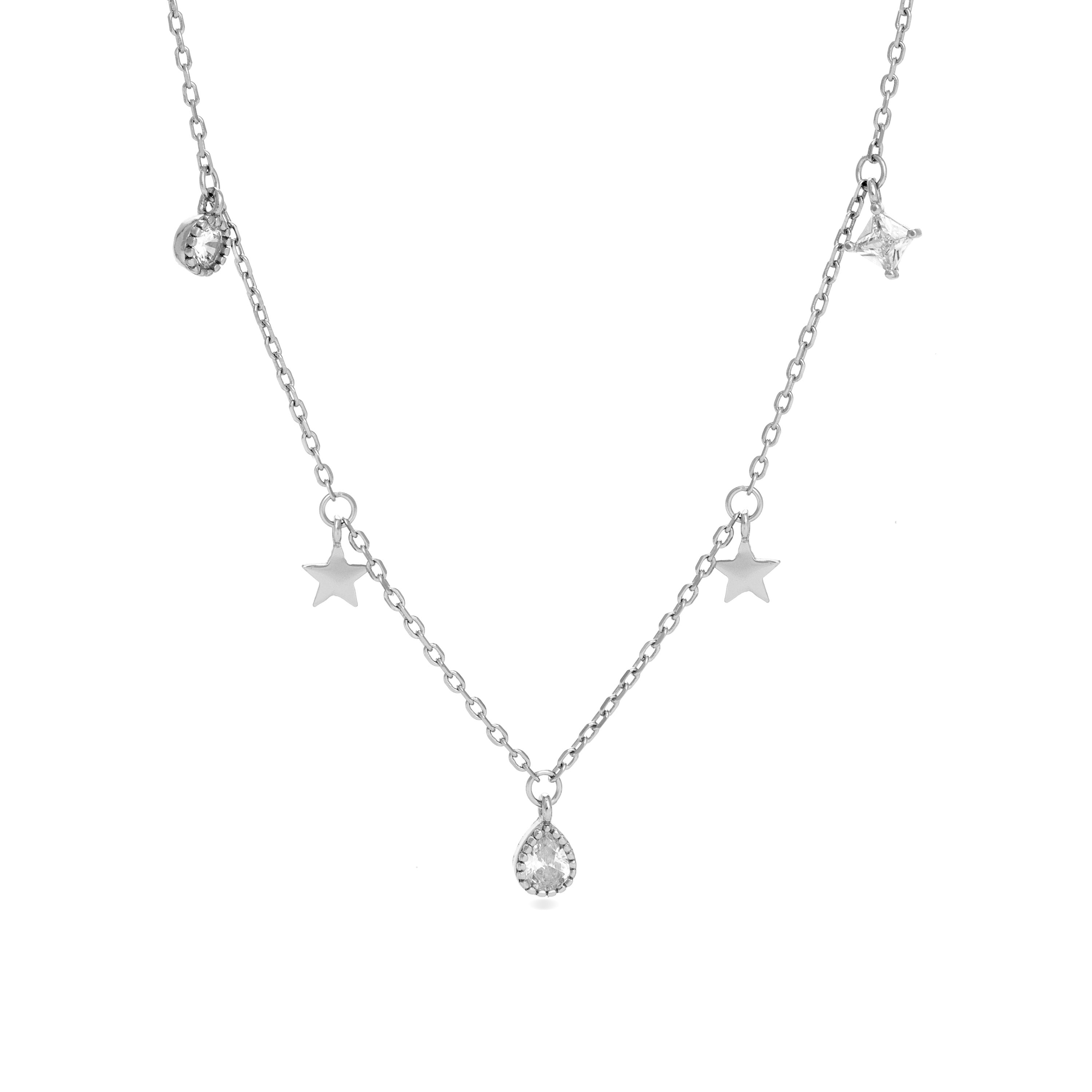 Collar de Plata de Ley 925 con Circonita Brillante acabado en rodio - Estrella
