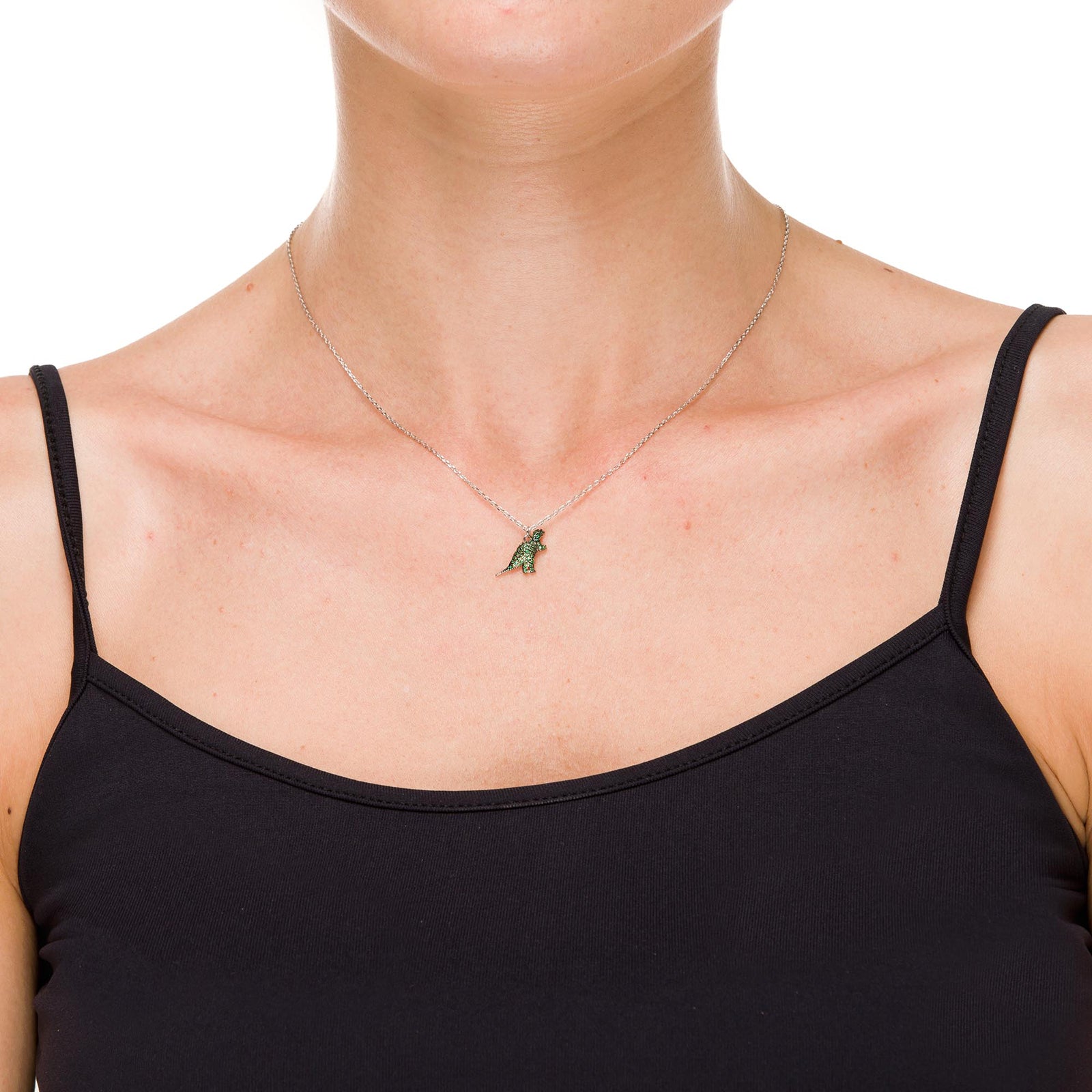 Collar de Plata de Ley 925 con Circonita Esmeralda acabado en rodio - Dino