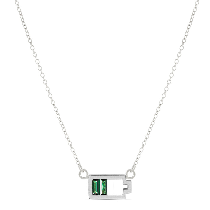 Collar de Plata de Ley 925 con Circonita Esmeralda acabado en rodio - Egarna
