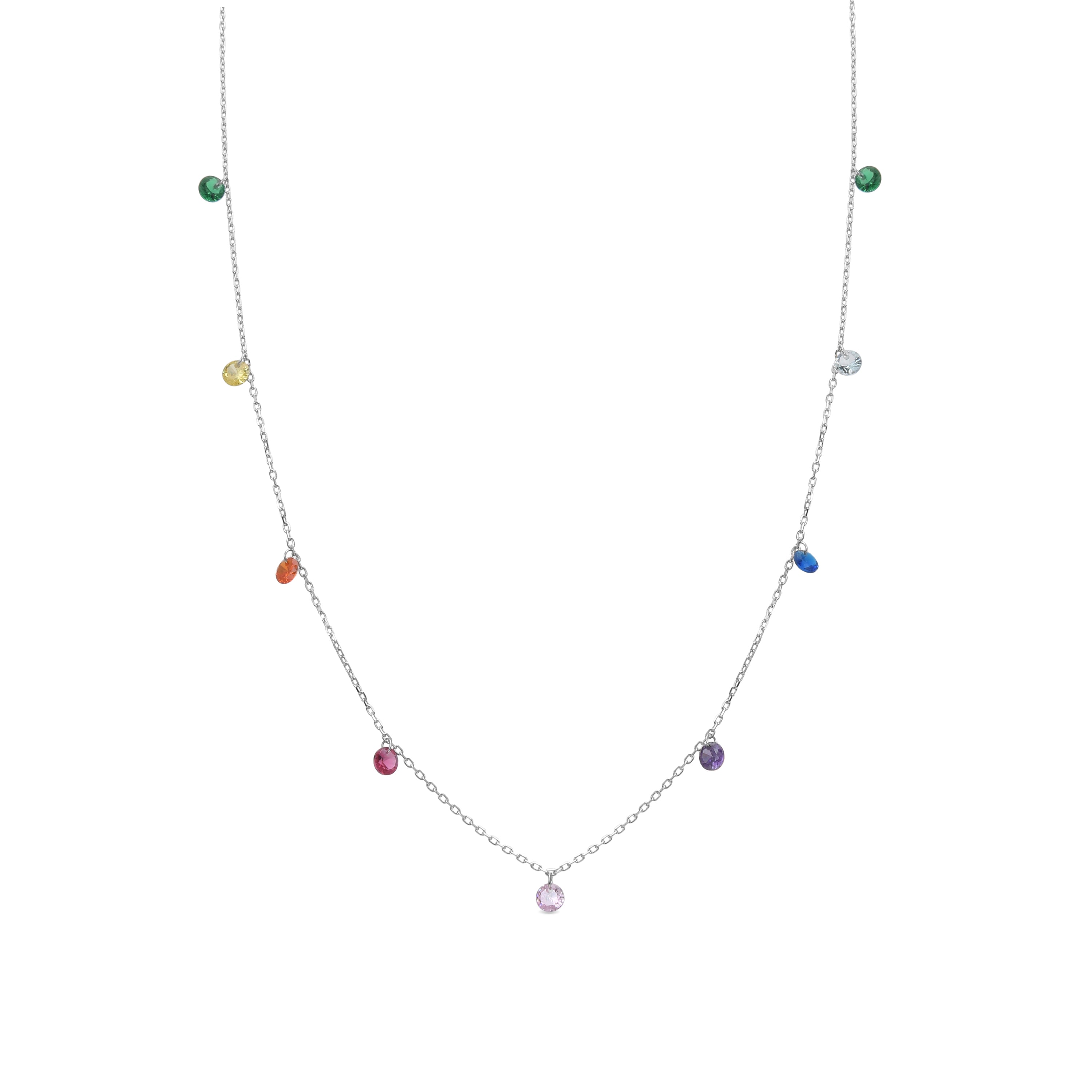 Collar de Plata de Ley 925 con Circonita Multicolor acabado en rodio - Rolcon