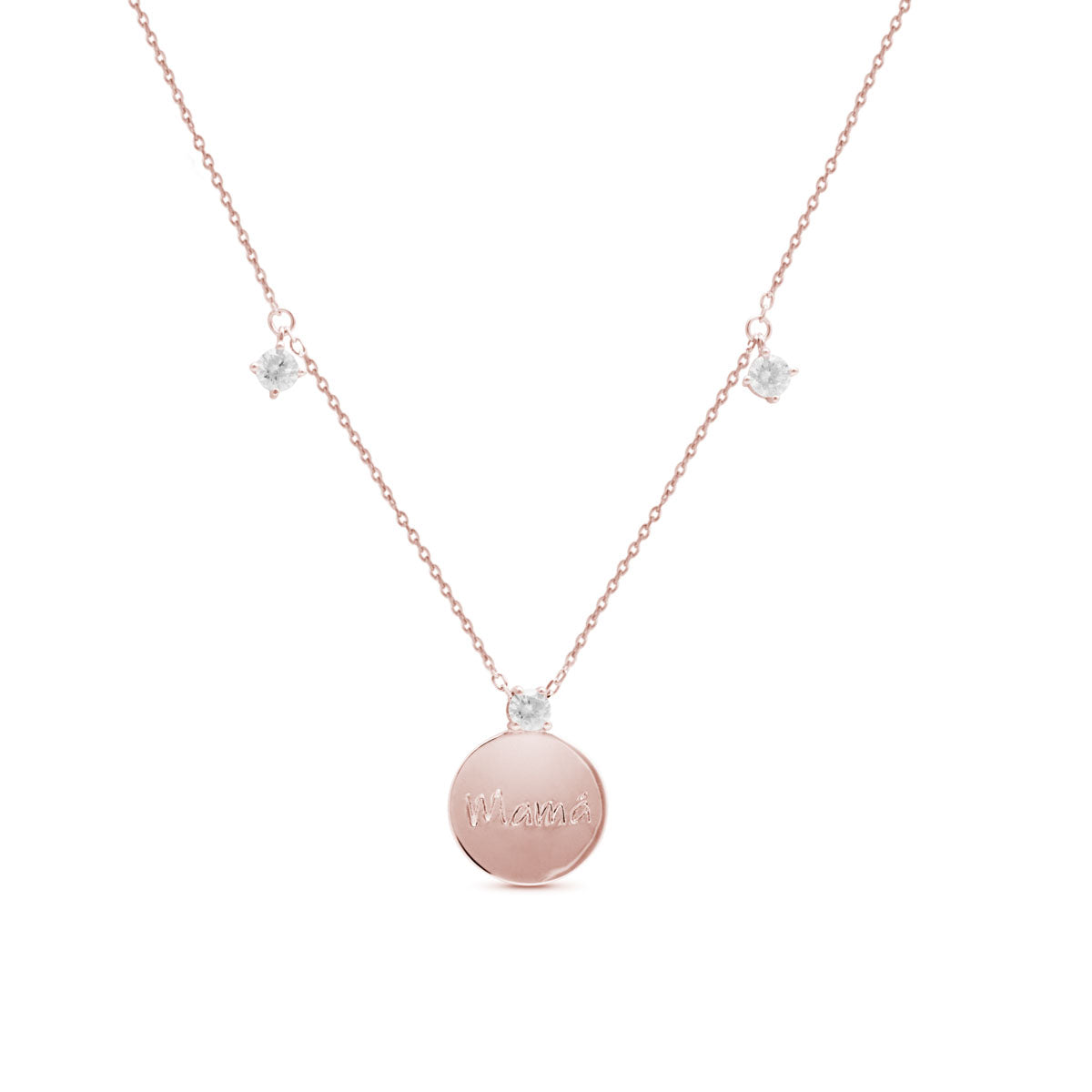 Collar de Plata de Ley 925 con Circonita Brillante acabado en oro rosa 18K - Waeni