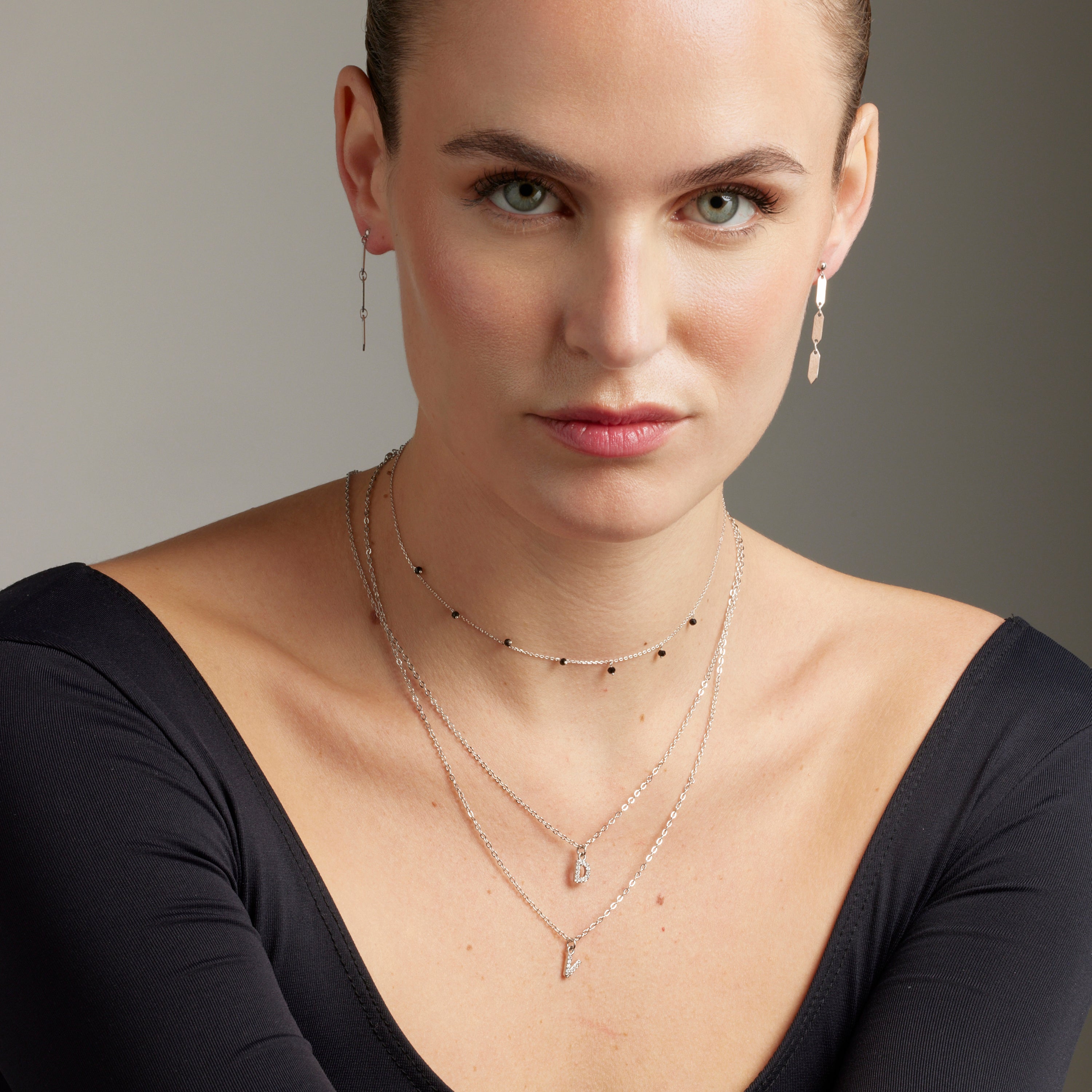 Collar de Plata de Ley 925 con Onix acabado en rodio - Khosar