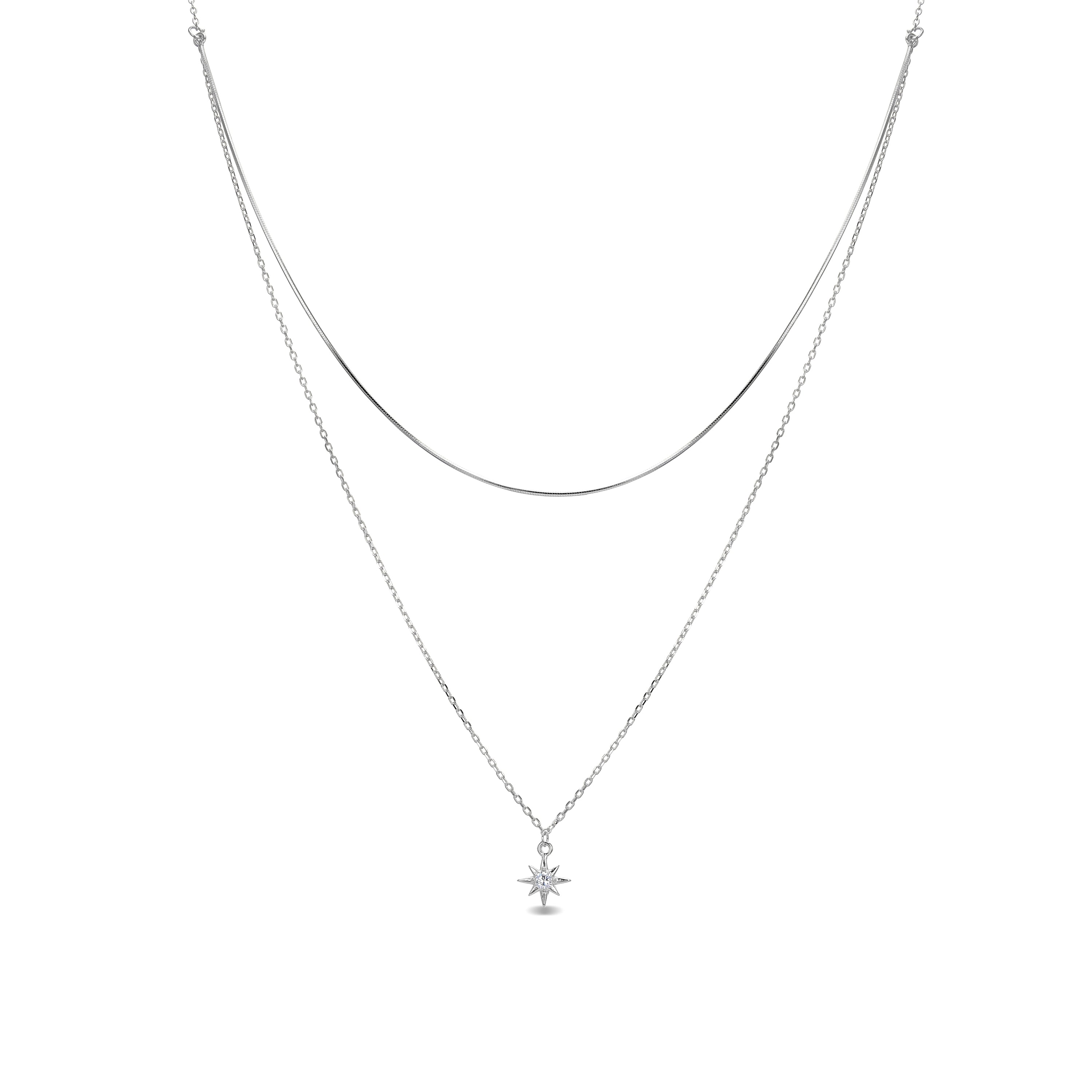 Collar de Plata de Ley 925 con Circonita Brillante acabado en rodio - Lialt