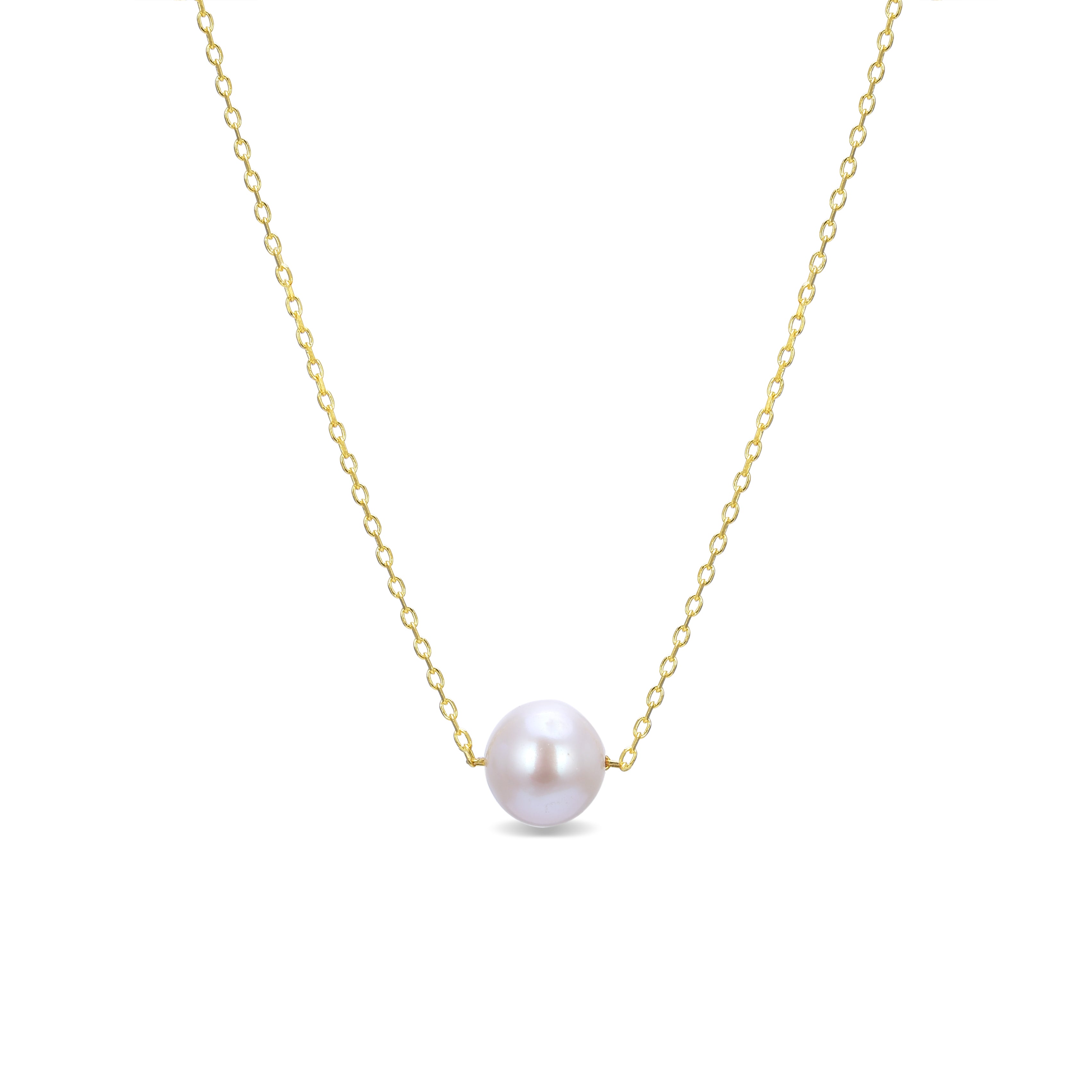 Collar de Plata de Ley 925 con Perla Blanca acabado en oro amarillo de 18K - Sadah