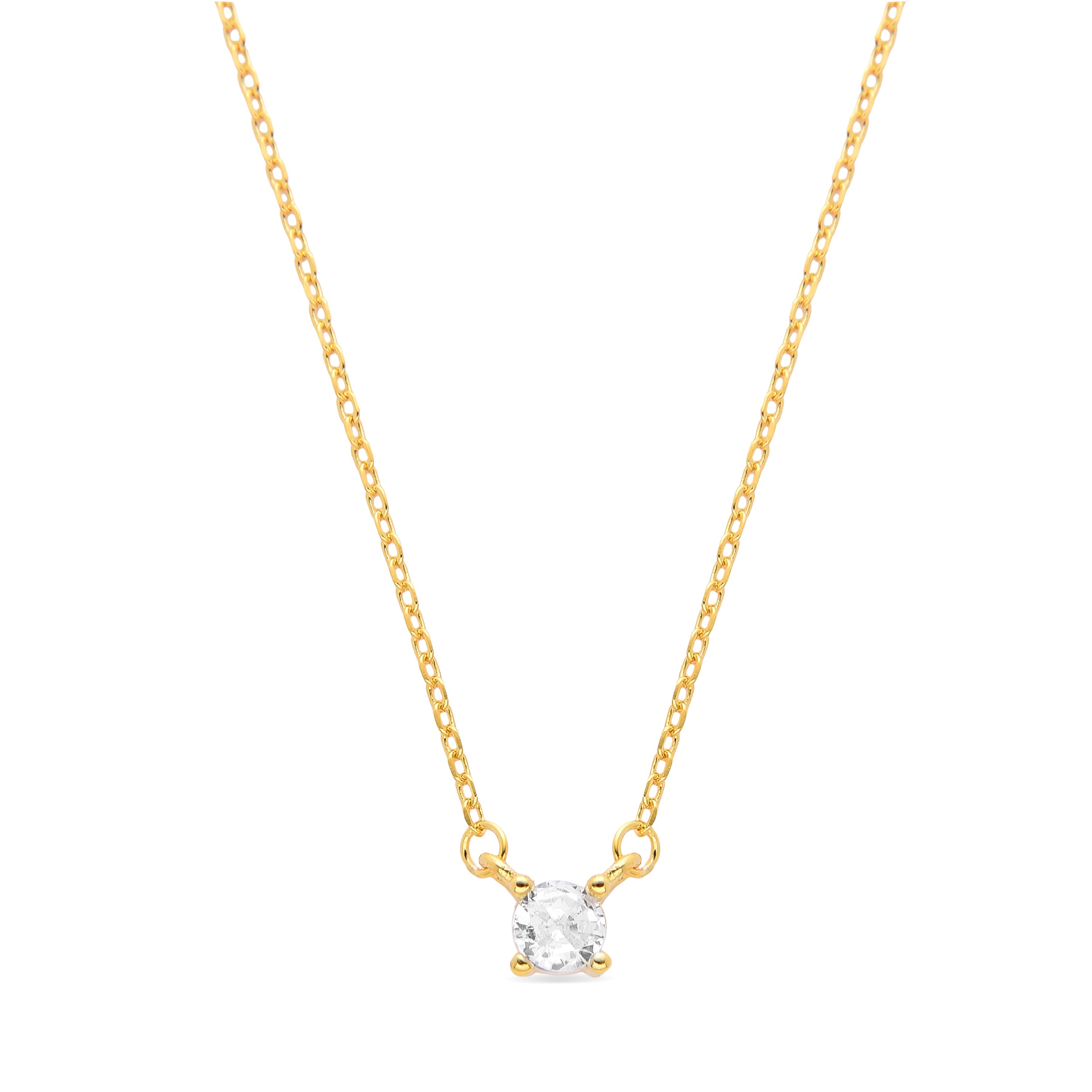 Collar de Plata de Ley 925 con Circonita Brillante acabado en oro amarillo 18K - Keval