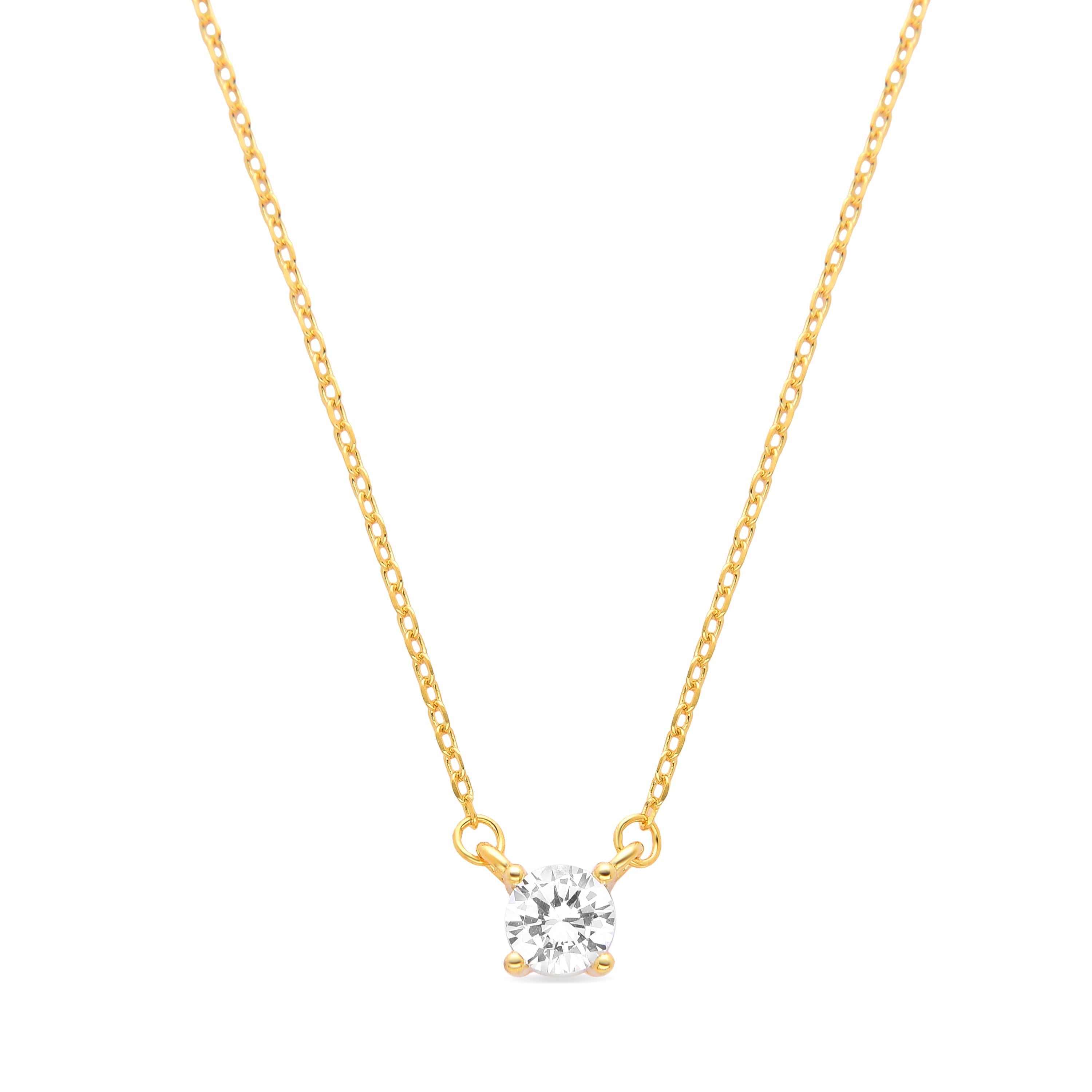 Collar de Plata de Ley 925 con Circonita Brillante acabado en oro amarillo 18K - Keval