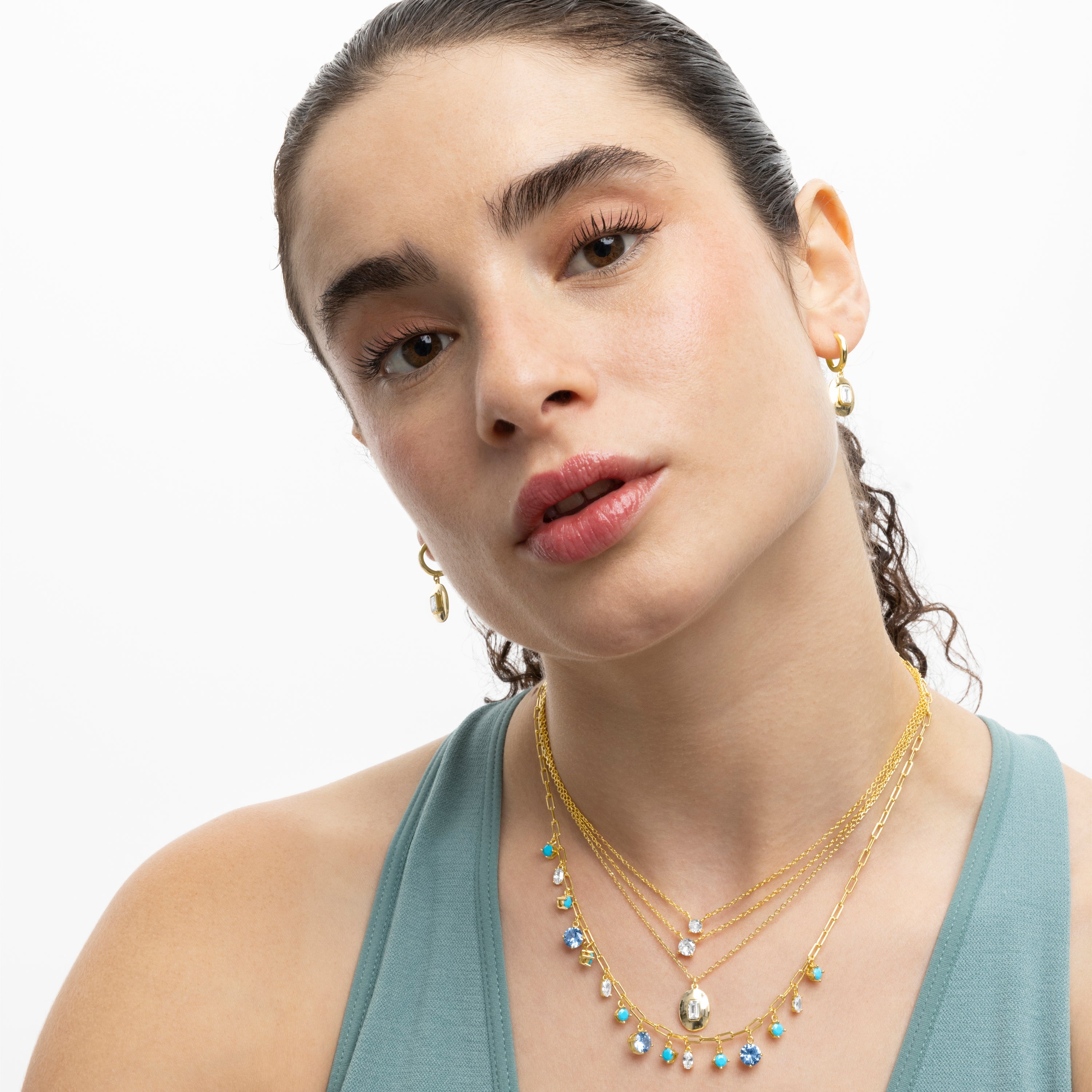 Collar de Plata de Ley 925 con Circonita Brillante acabado en oro amarillo 18K - Keval