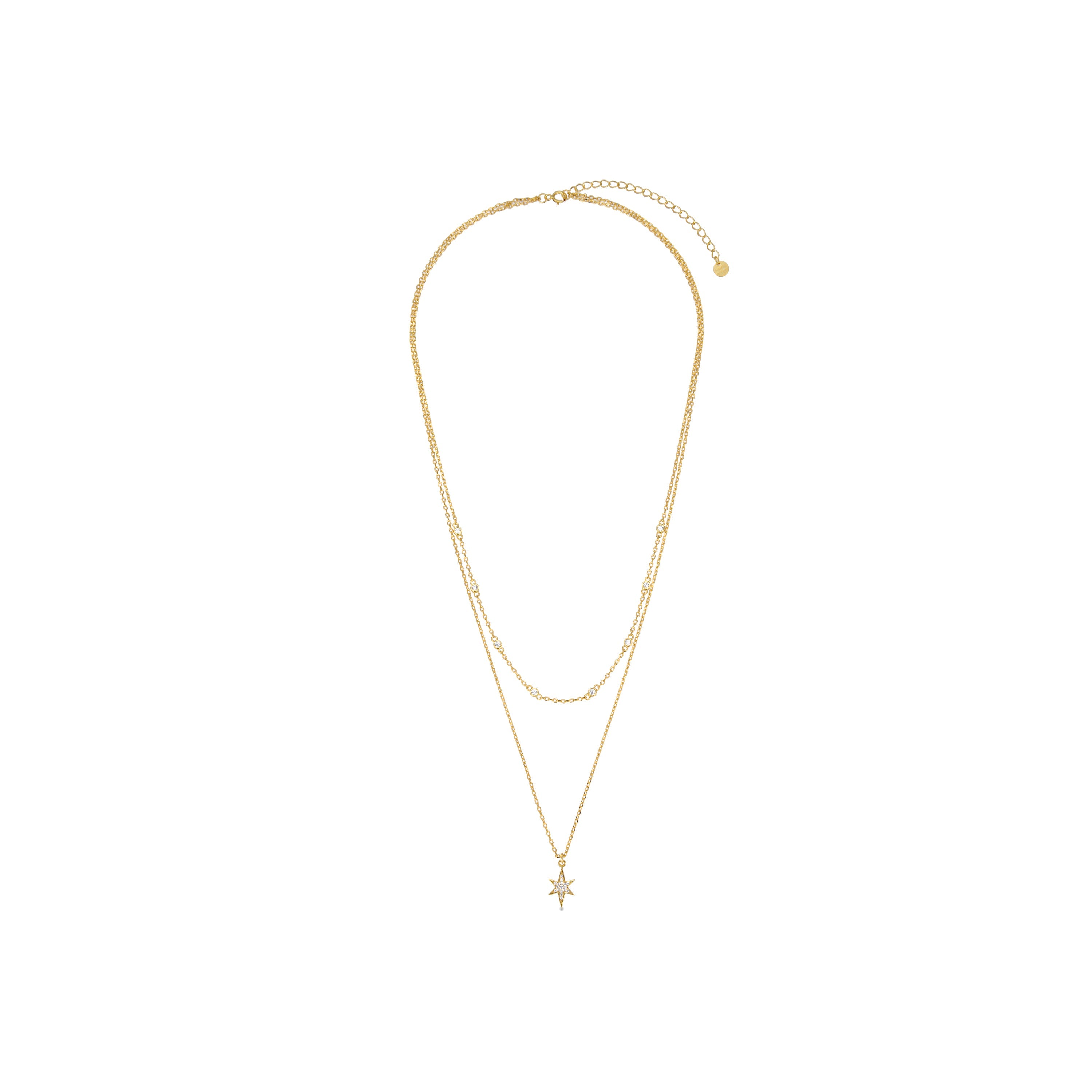 Collar de Plata de Ley 925 con Circonita Brillante acabado en oro amarillo 18K - Tilmu