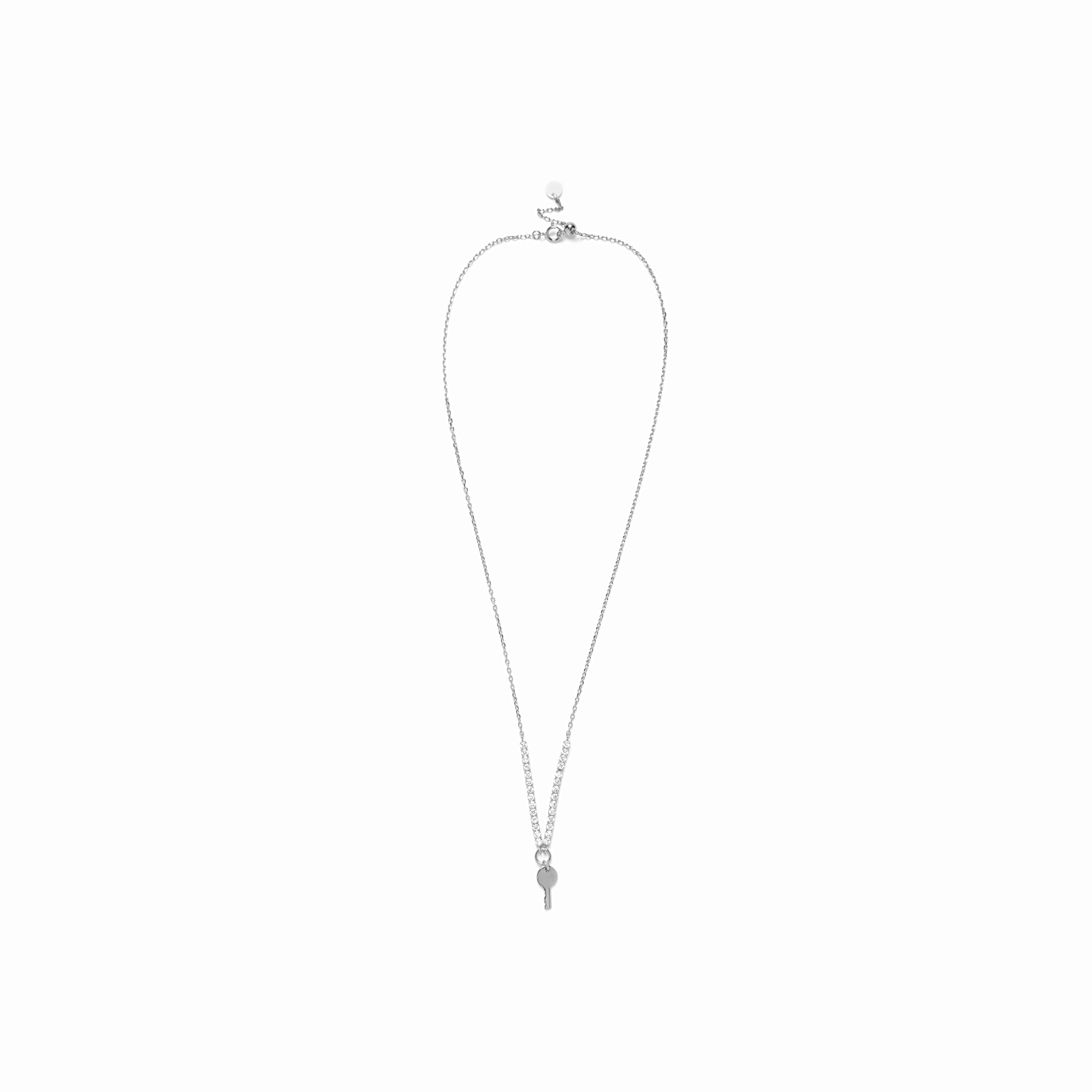 925 Sterling Silver Necklace with Brilliant Zirconia finished in Rhodium - Talya