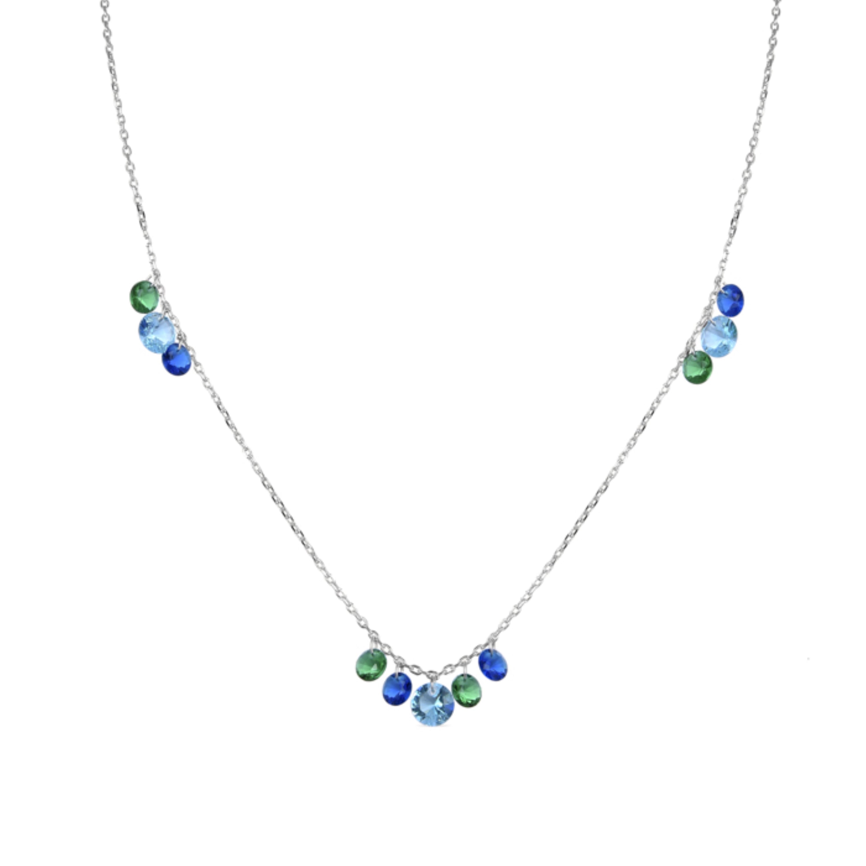 Collar de Plata de Ley 925 con Circonita Multicolor acabado en rodio - Onxo