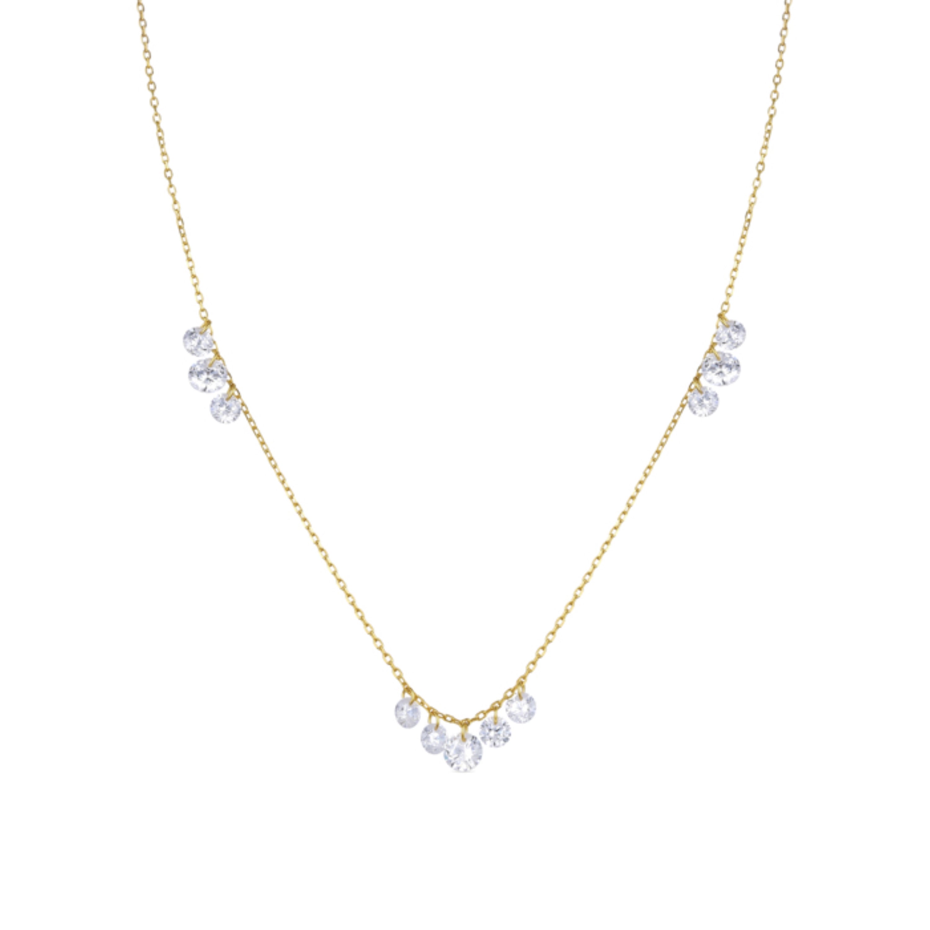 Collar de Plata de Ley 925 con Circonita Brillante acabado en oro amarillo 18K - Onxo