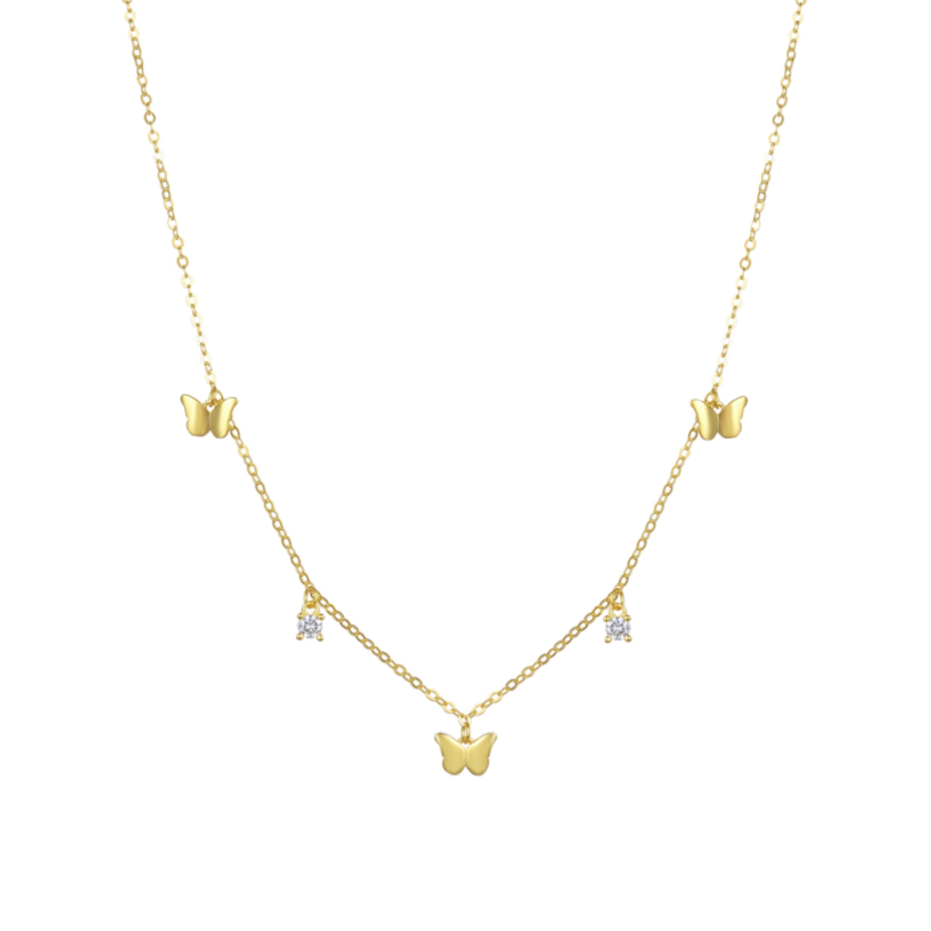 Collar de Plata de Ley 925 con Circonita Brillante acabado en oro amarillo 18K - Nall