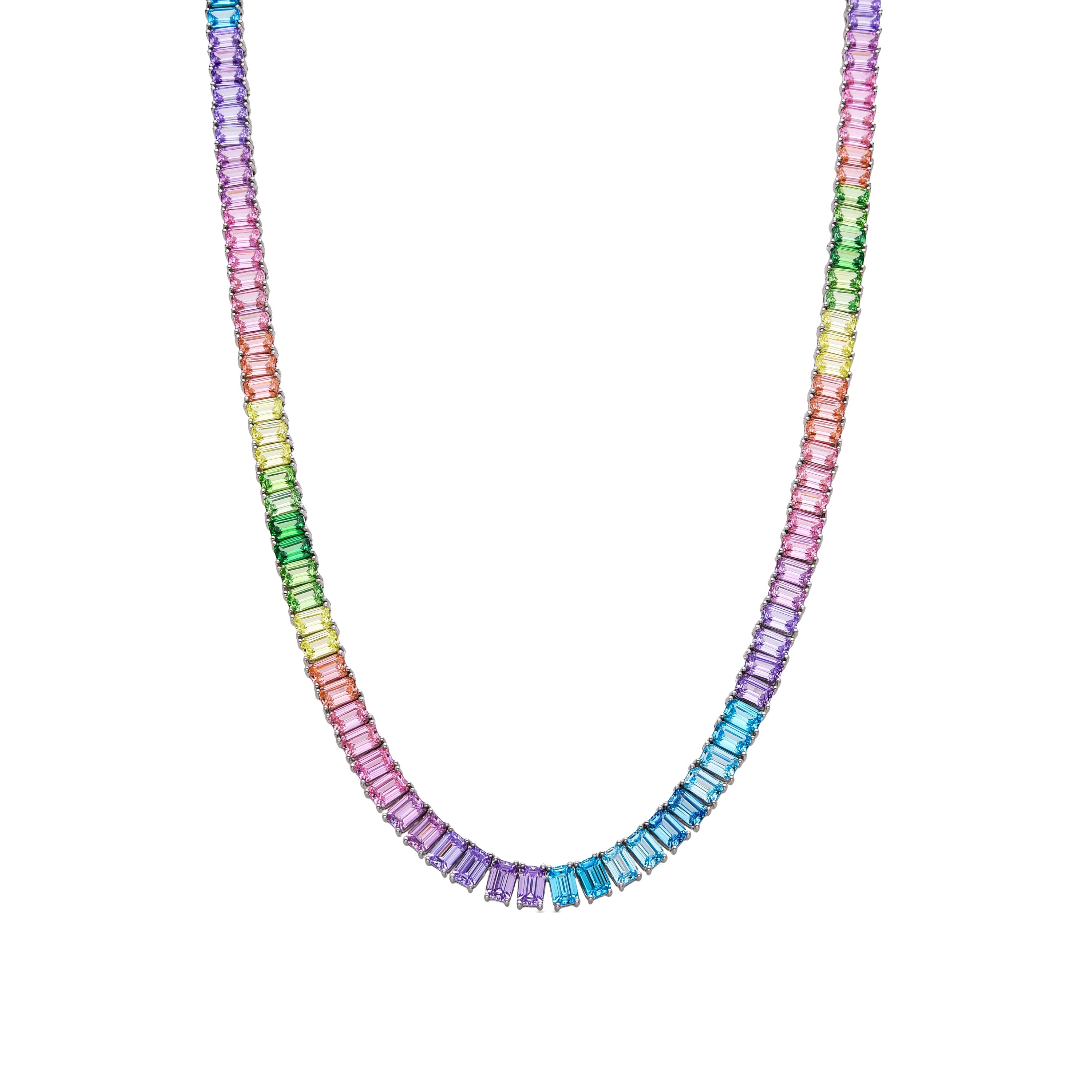 Collar de Plata de Ley 925 y Circonita Multicolor acabado en rodio - Syruo