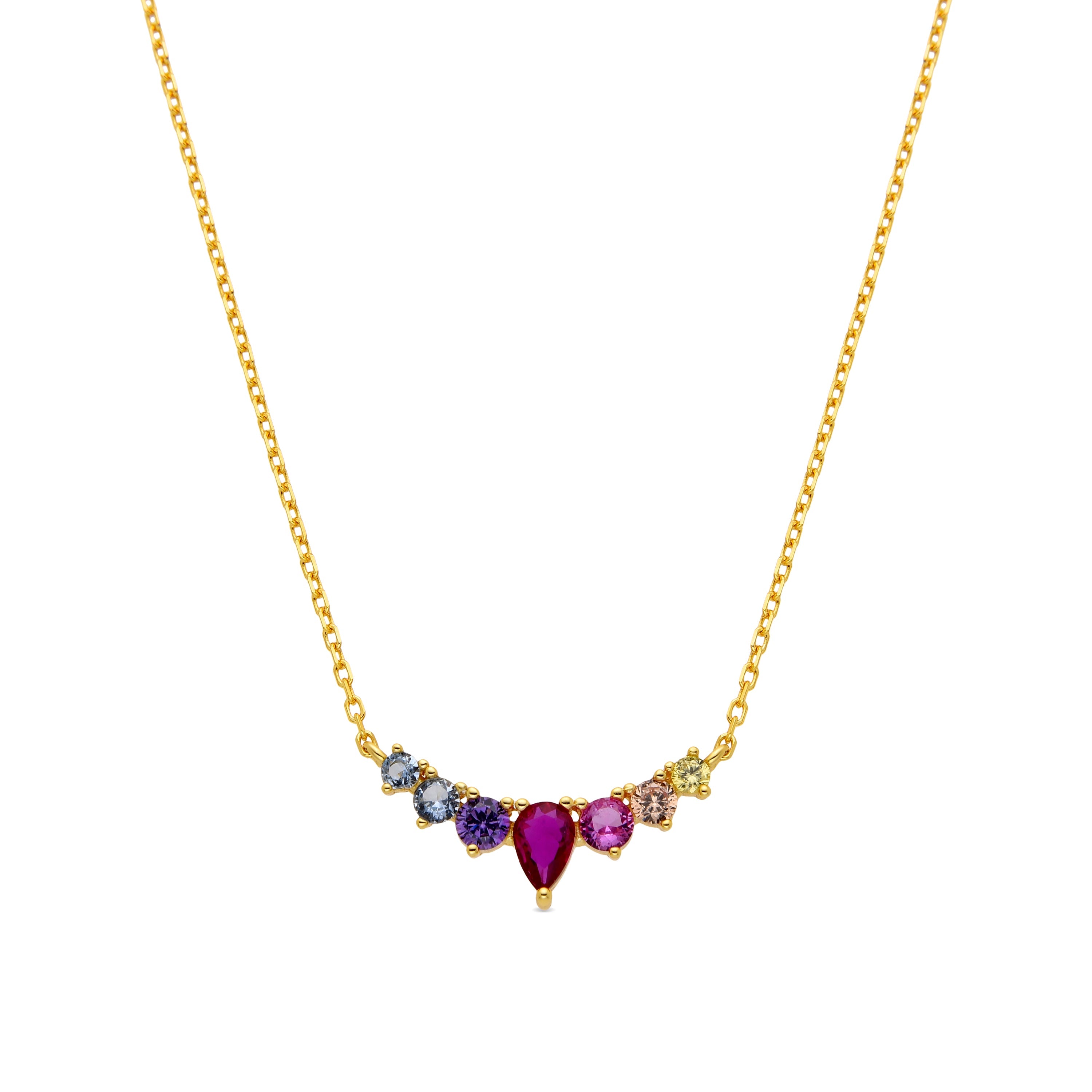 Collar de Plata de Ley 925 y Circonita Multicolor acabado oro 18k - Narxo