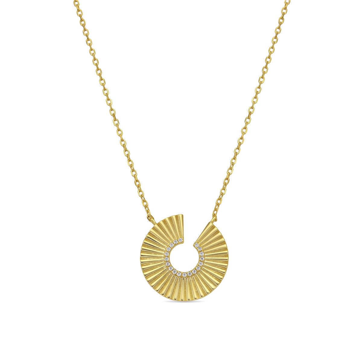 Collar de Plata de Ley 925 y Circonita Brillante acabado oro amarillo de 18k - Dragi