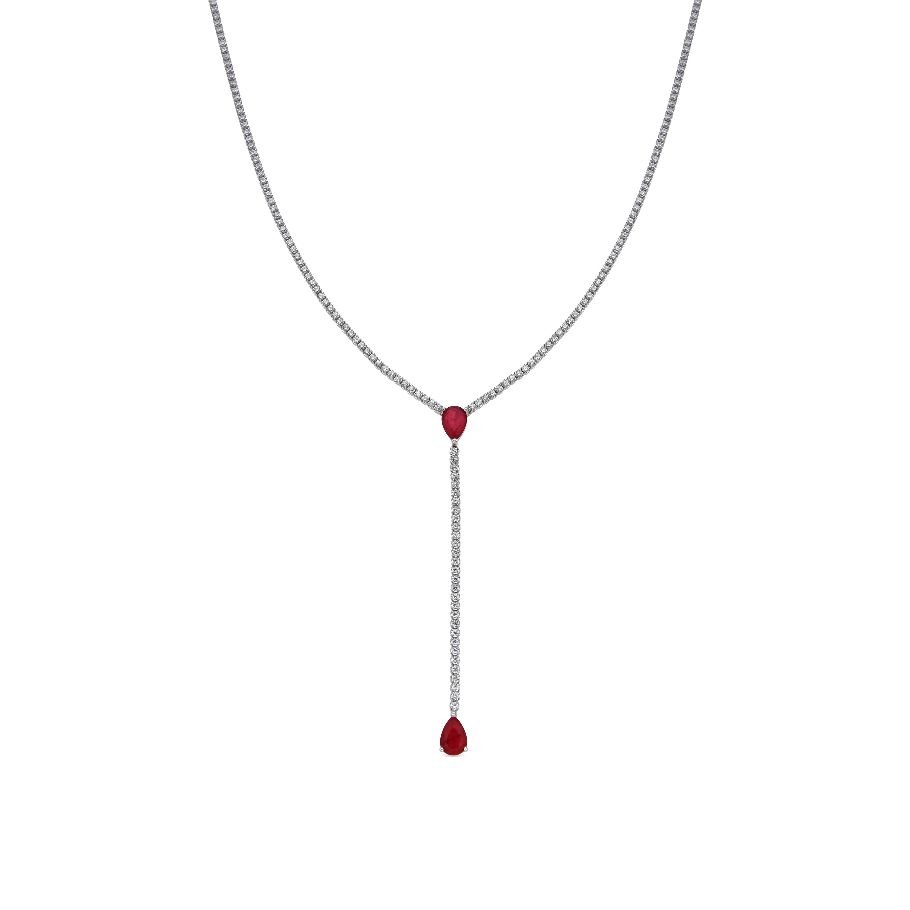 Collar de Plata de Ley 925 y Cuarzo Hidrotermal Cereza acabado rodio - Kuhao