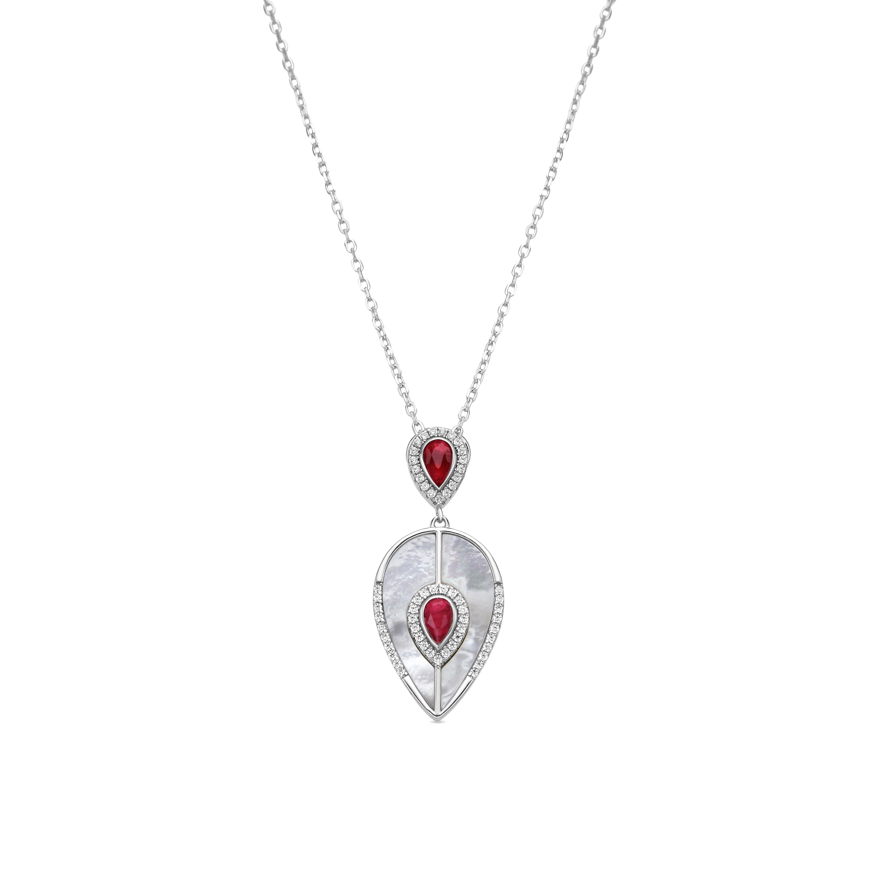 Collar de Plata de Ley 925 y Cuarzo Hidrotermal Cereza acabado rodio - Torwa