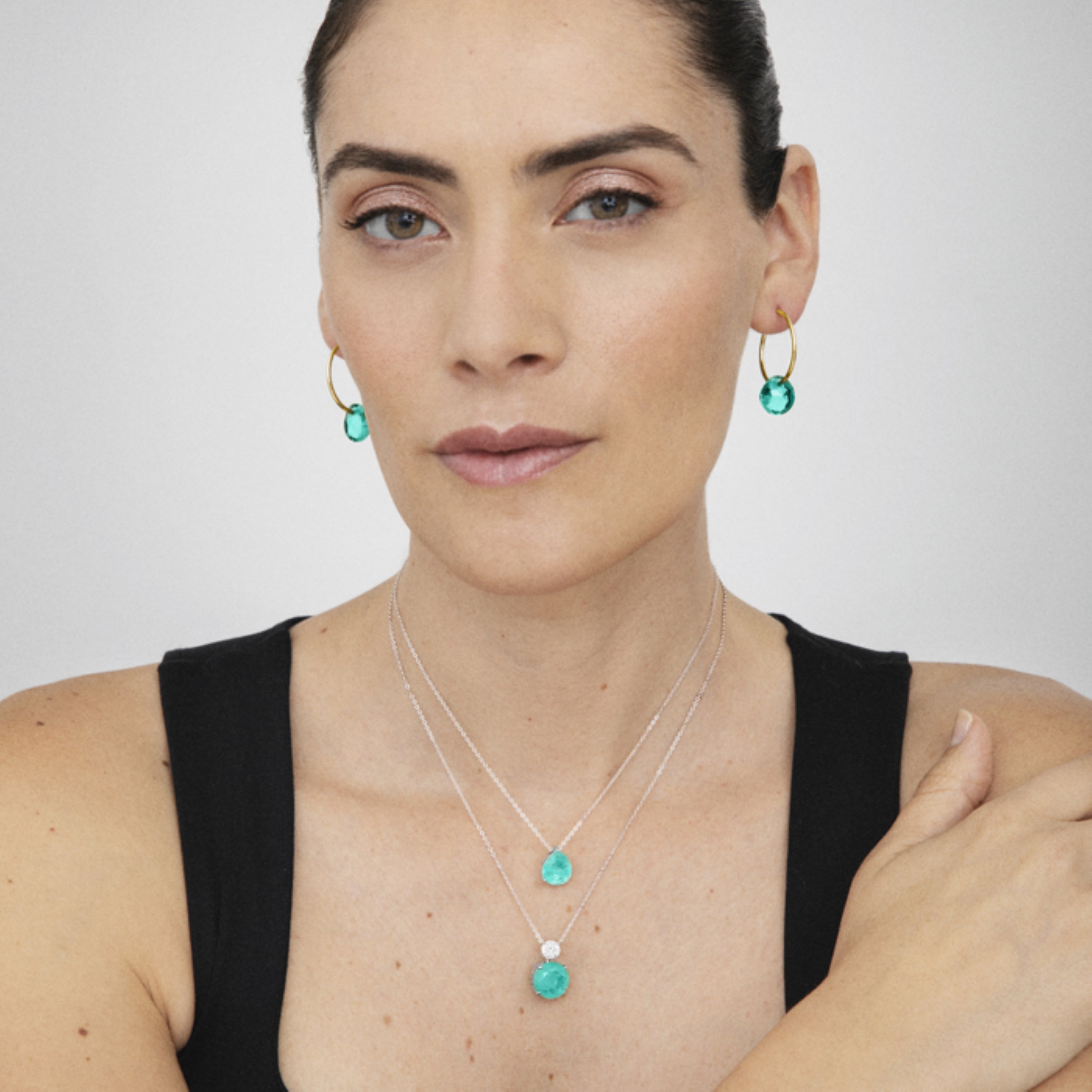 Collar de Plata de Ley 925 con Circonita Santa María Africana acabado en rodio - Geda