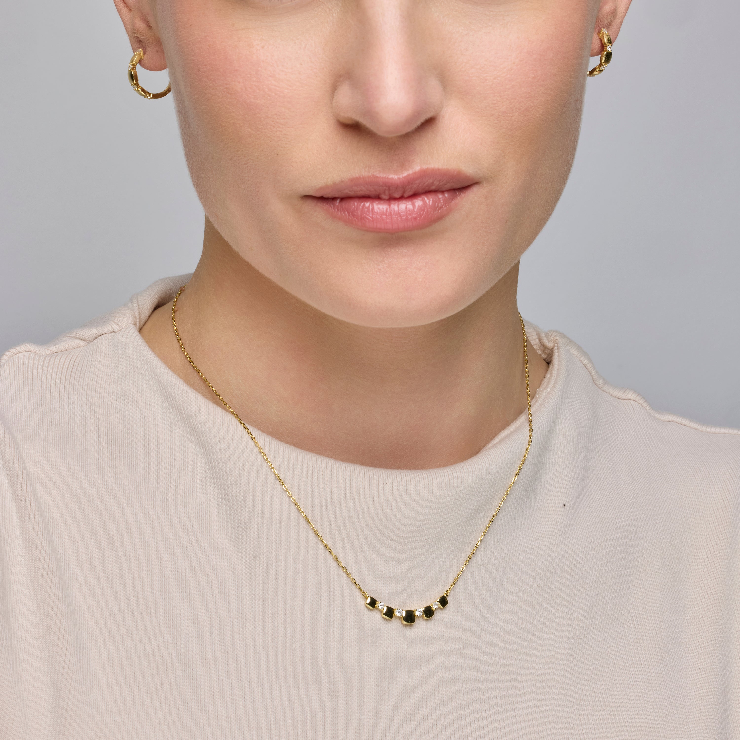 Collar de Plata de Ley 925 y Circonita Brillante acabado oro amarillo de 18k - Sures