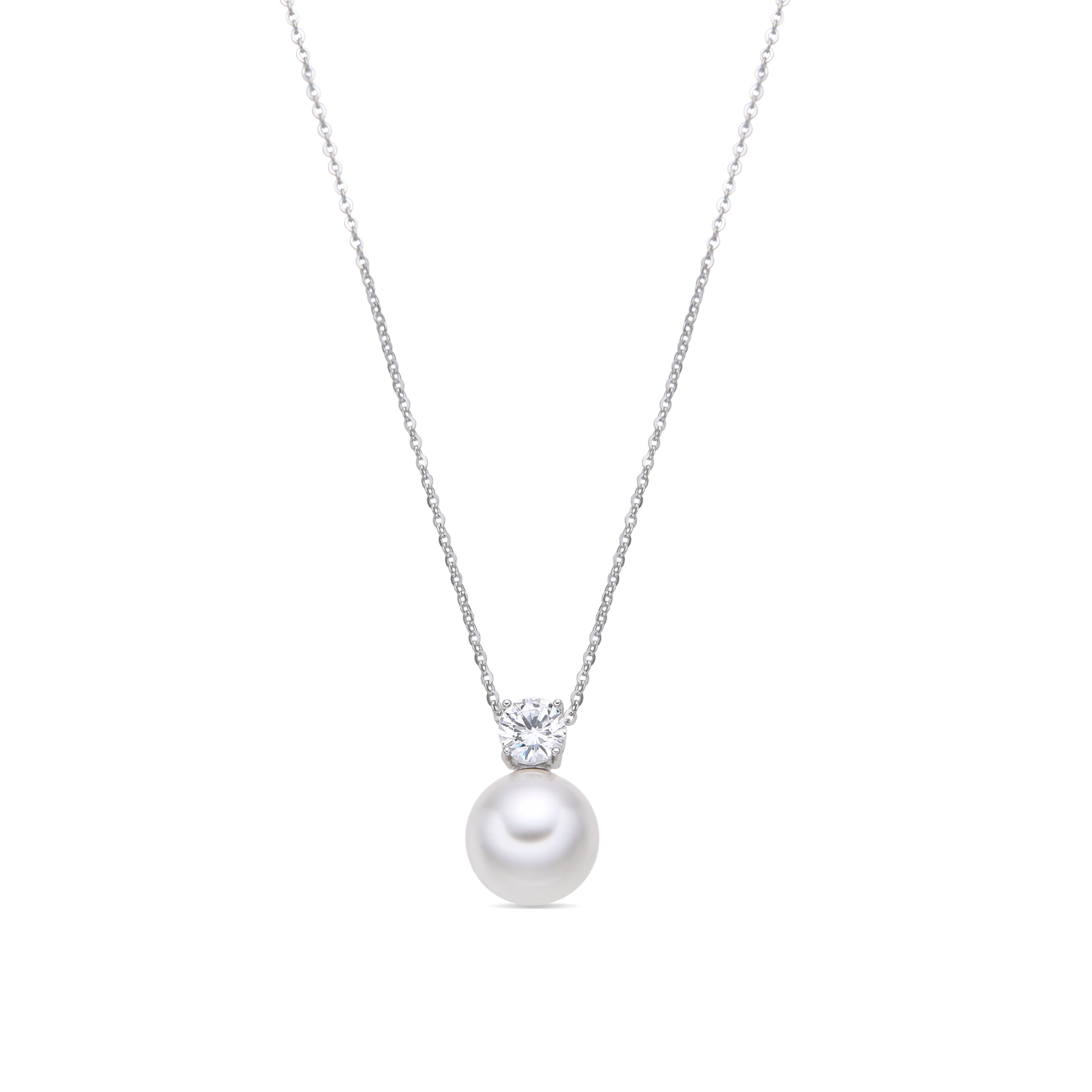 Collar de Plata de Ley 925 y Perla Blanca acabado rodio - Malam