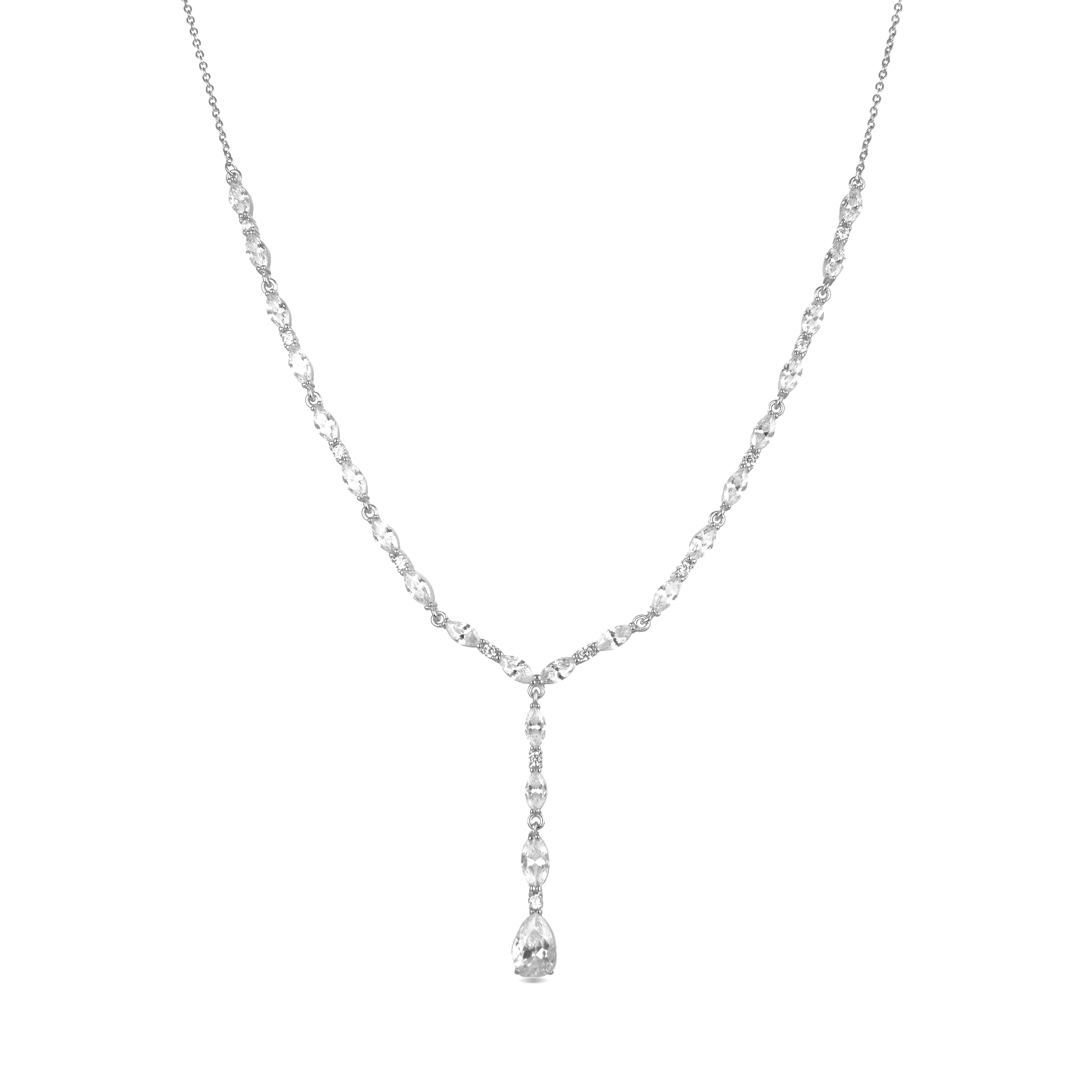 Collar de Plata de Ley 925 con Circonita Brillante acabado en rodio - Jibki