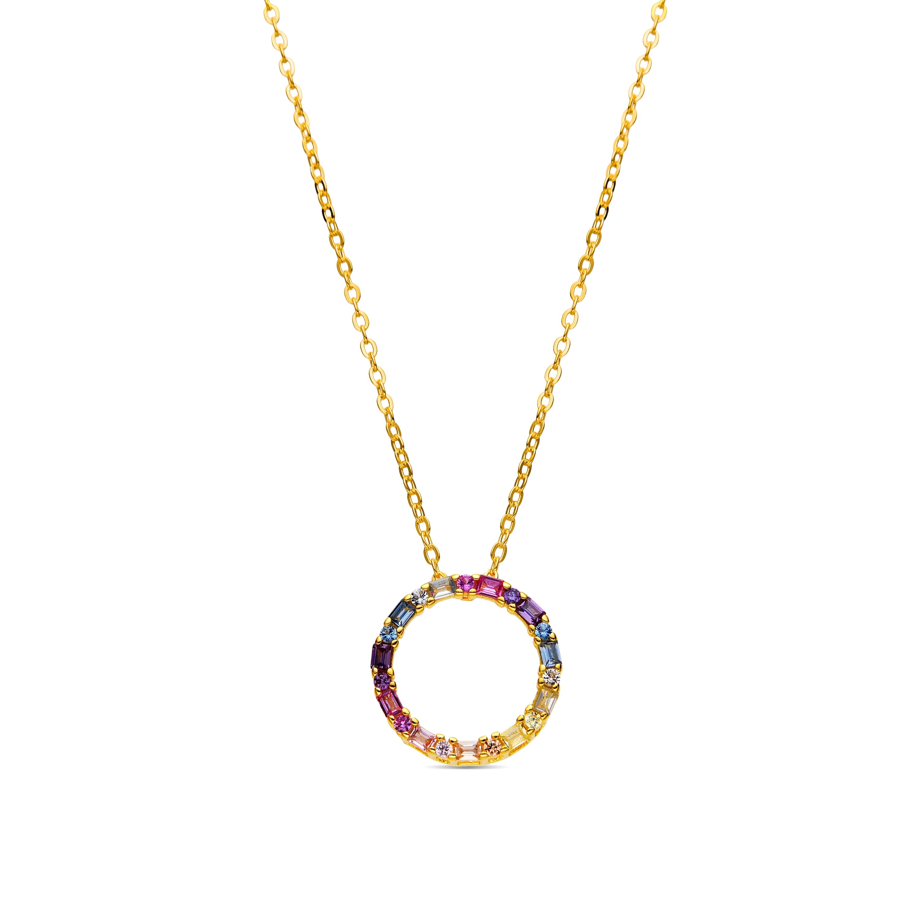 Collar de Plata de Ley 925 y Circonita Multicolor acabado oro 18k - Hrius