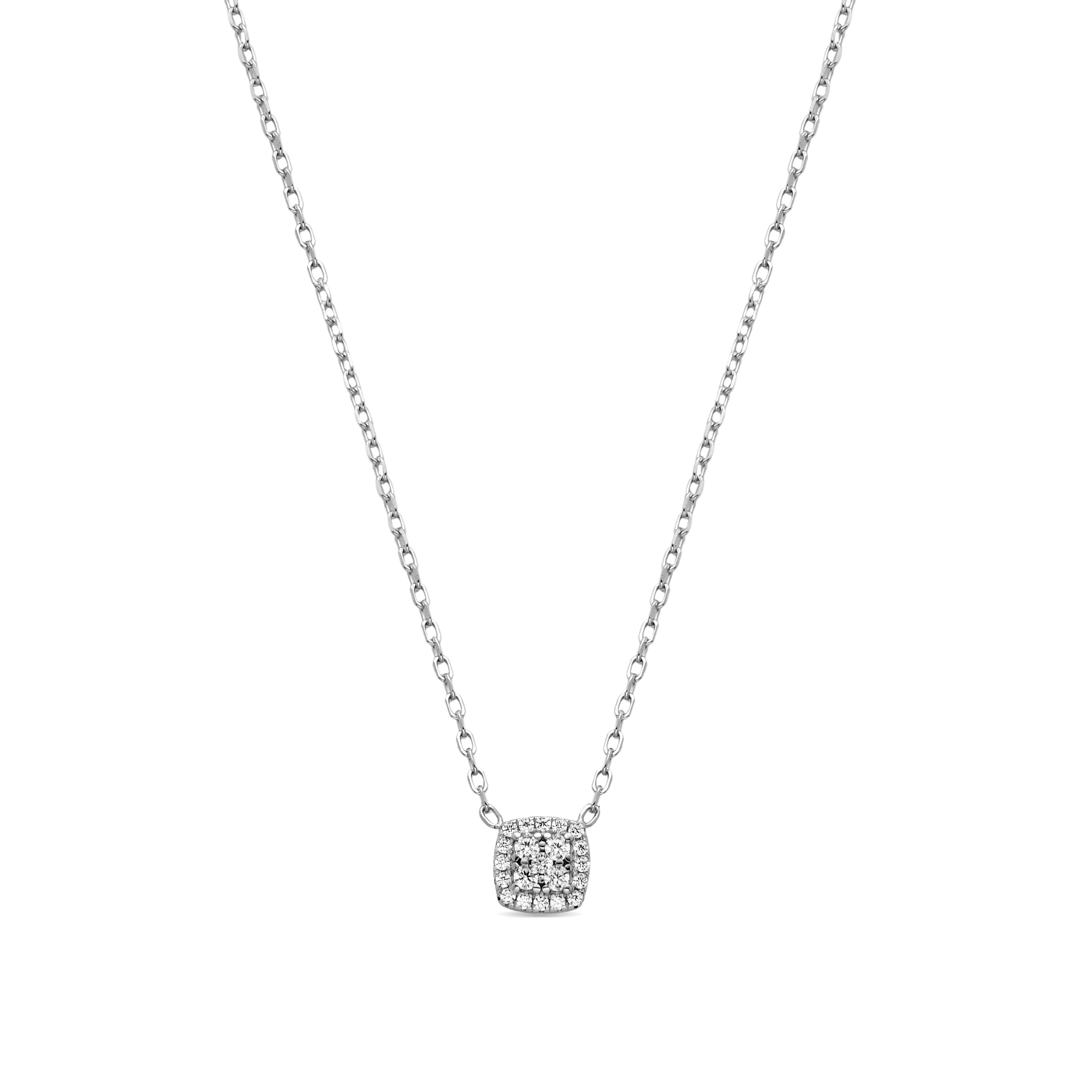 Collar de Plata de Ley 925 con Circonita Brillante acabado en rodio - Amanba