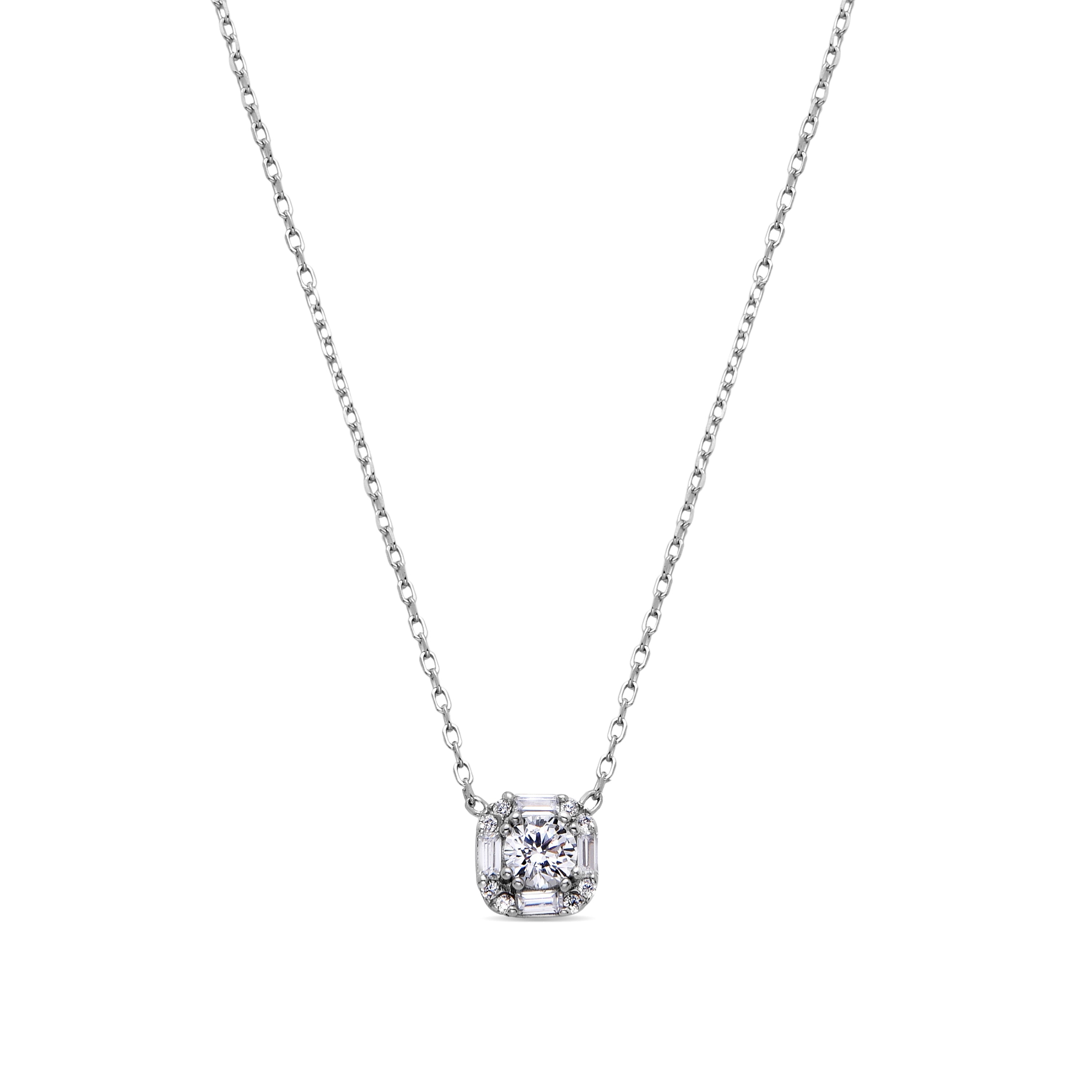 Collar de Plata de Ley 925 con Circonita Brillante acabado en rodio - Dyadu