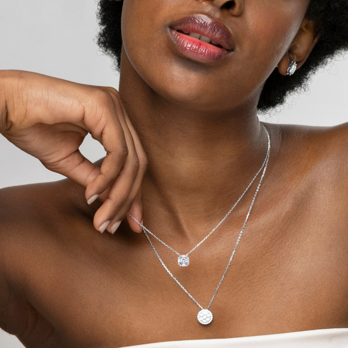 Collar de Plata de Ley 925 con Circonita Brillante acabado en rodio - Dyadu