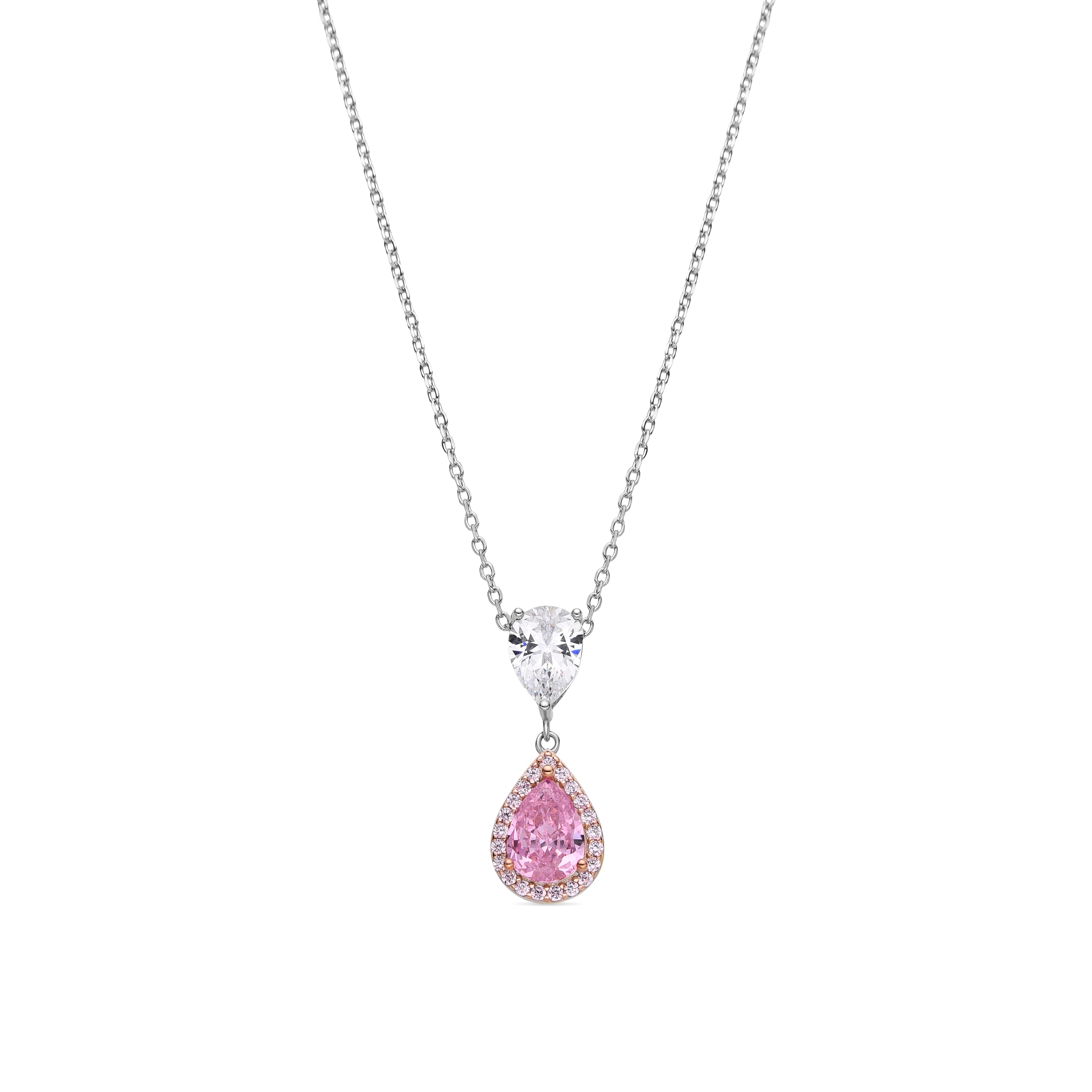 Collar de Plata de Ley 925 y Cuarzo Hidrotermal Salmón acabado en rodio - Norax
