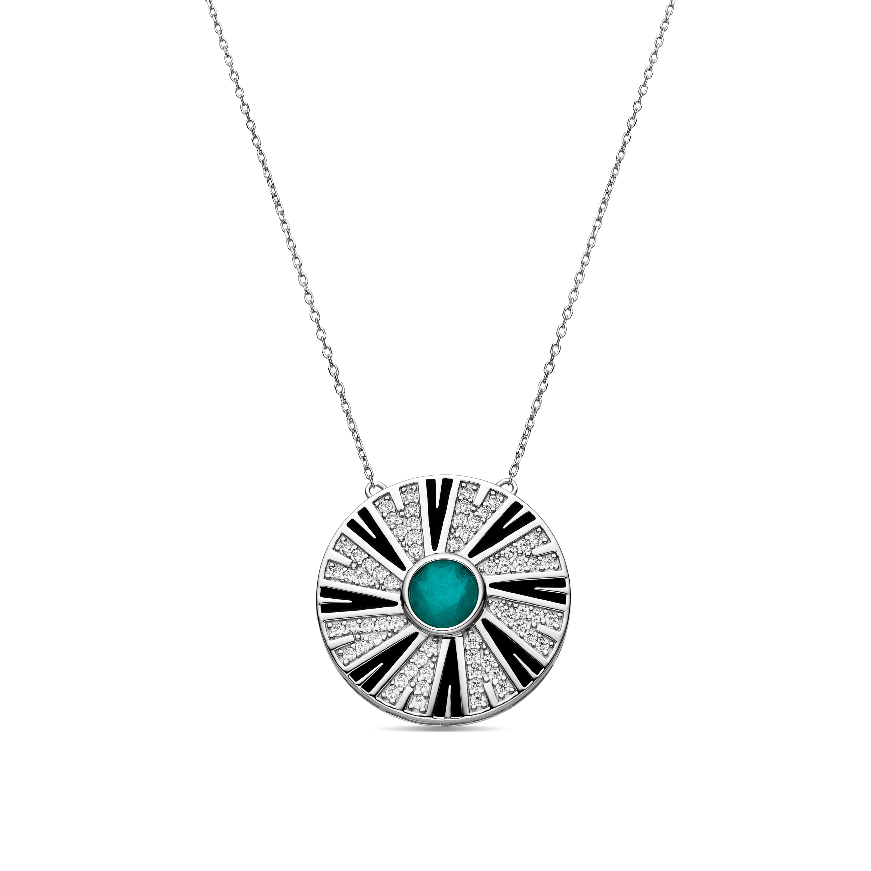 Collar de Plata de Ley 925 y Lacado Negro acabado en rodio - Hiko