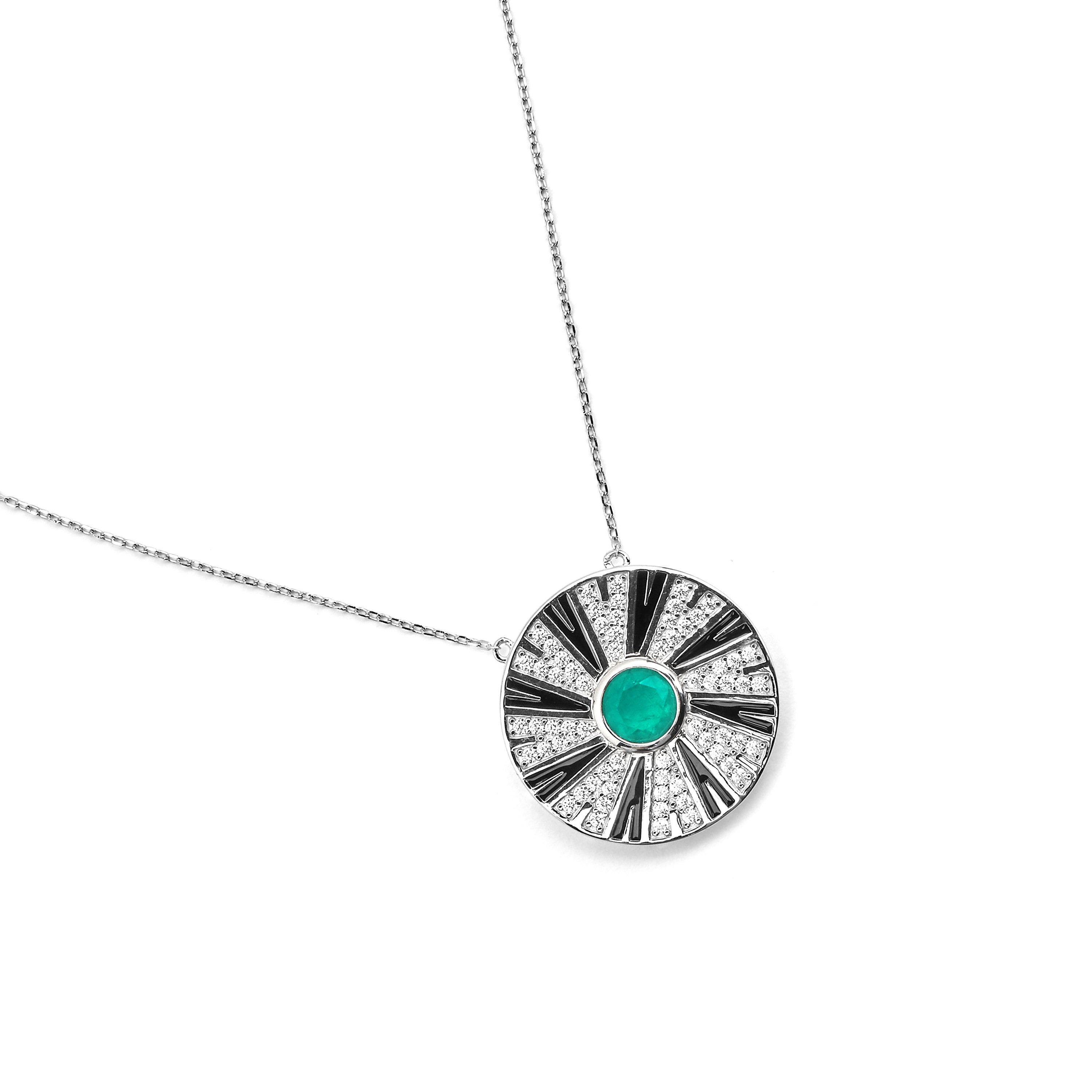 925er Silberhalskette mit schwarzer Lackierung und Rhodium-Finish - Hiko