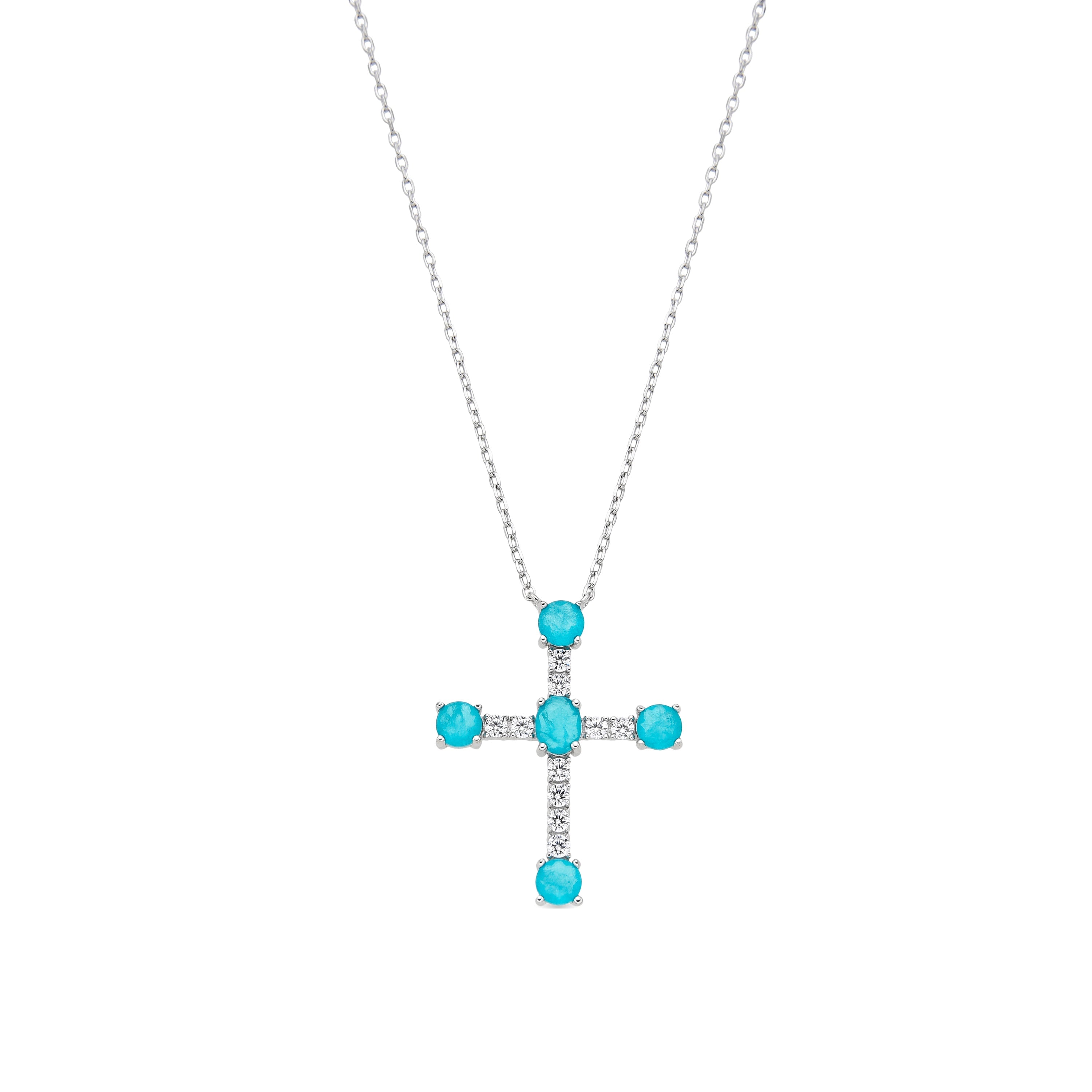 Collar de Plata de Ley 925 y Cuarzo Hidrotermal Verde Paraiba acabado rodio - Toena